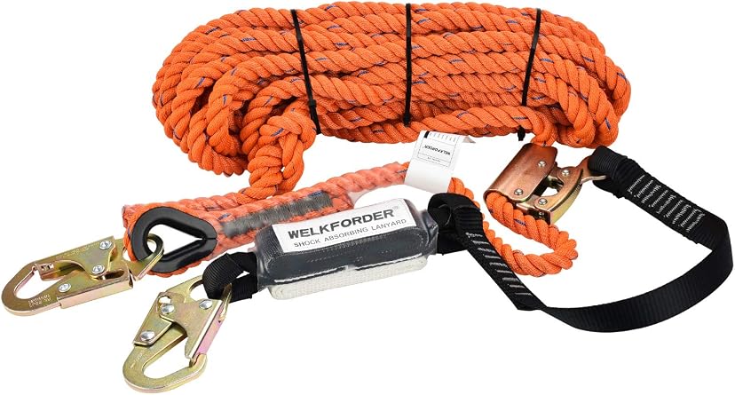 50ft Vertical Lifeline Assemble Three Strand Rope Fall Protection Rope ...