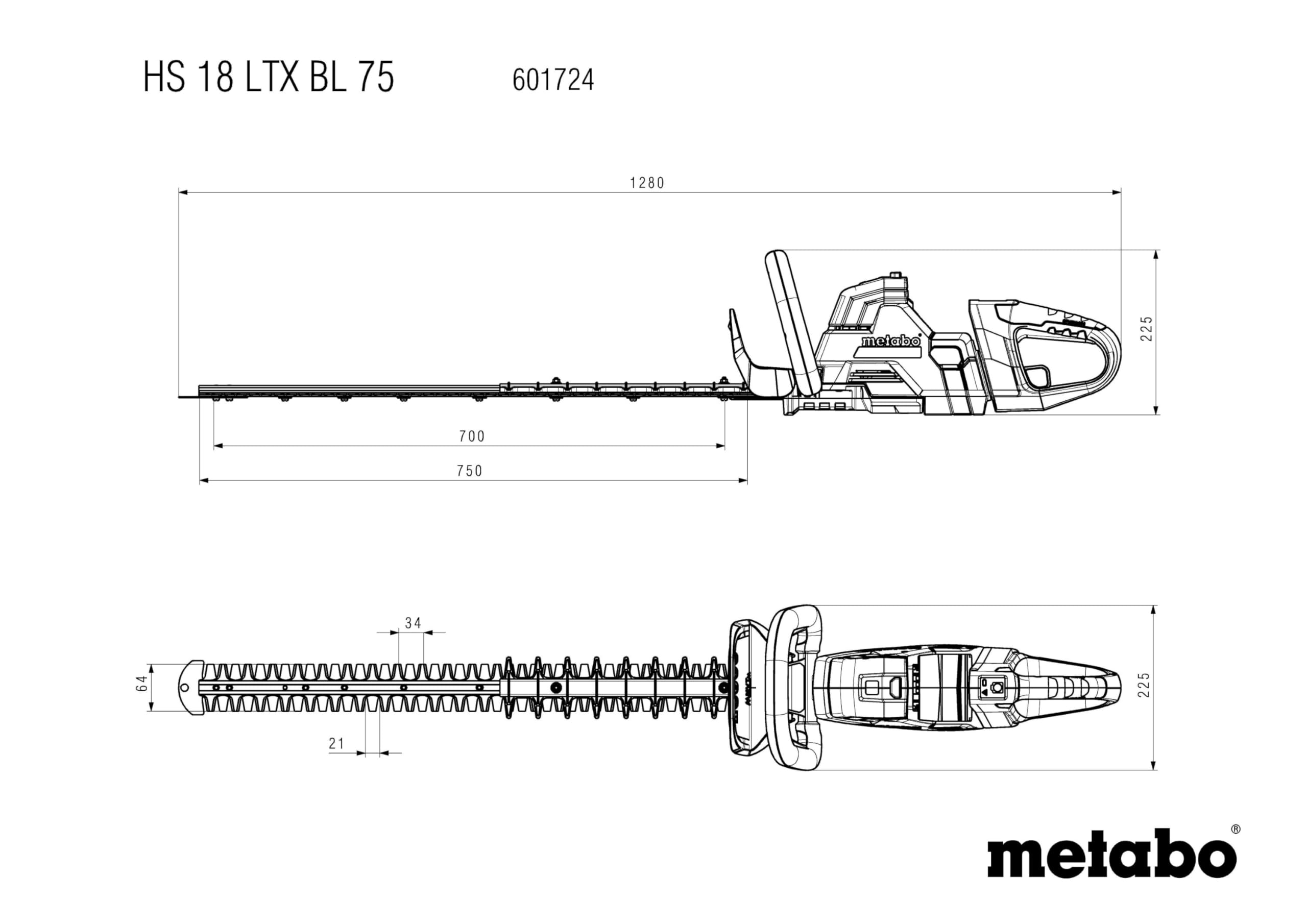 Metabo HS 18 LTX BL 75 solo akumulatorowe nożyce do żywopłotu