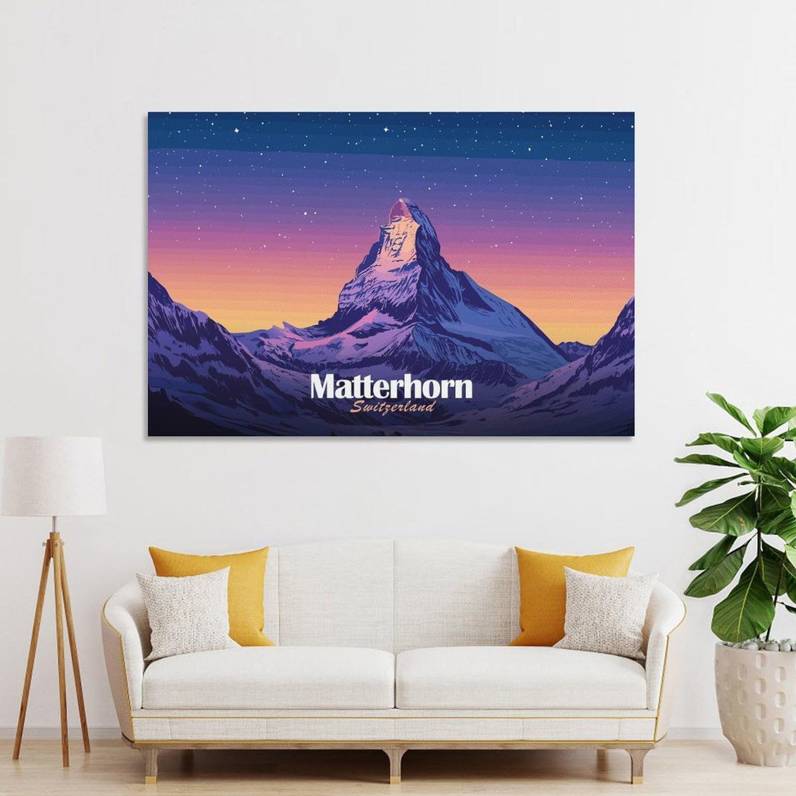 Junmoney Unframe-Style-13-1 Matterhorn Switzerland Mountain Landscape Canvas Wall Art 20X30inch(50X75cm), For Workspace Walls, Study Corners Or Bedrooms, Wall Art That Adds Style To Work Areas