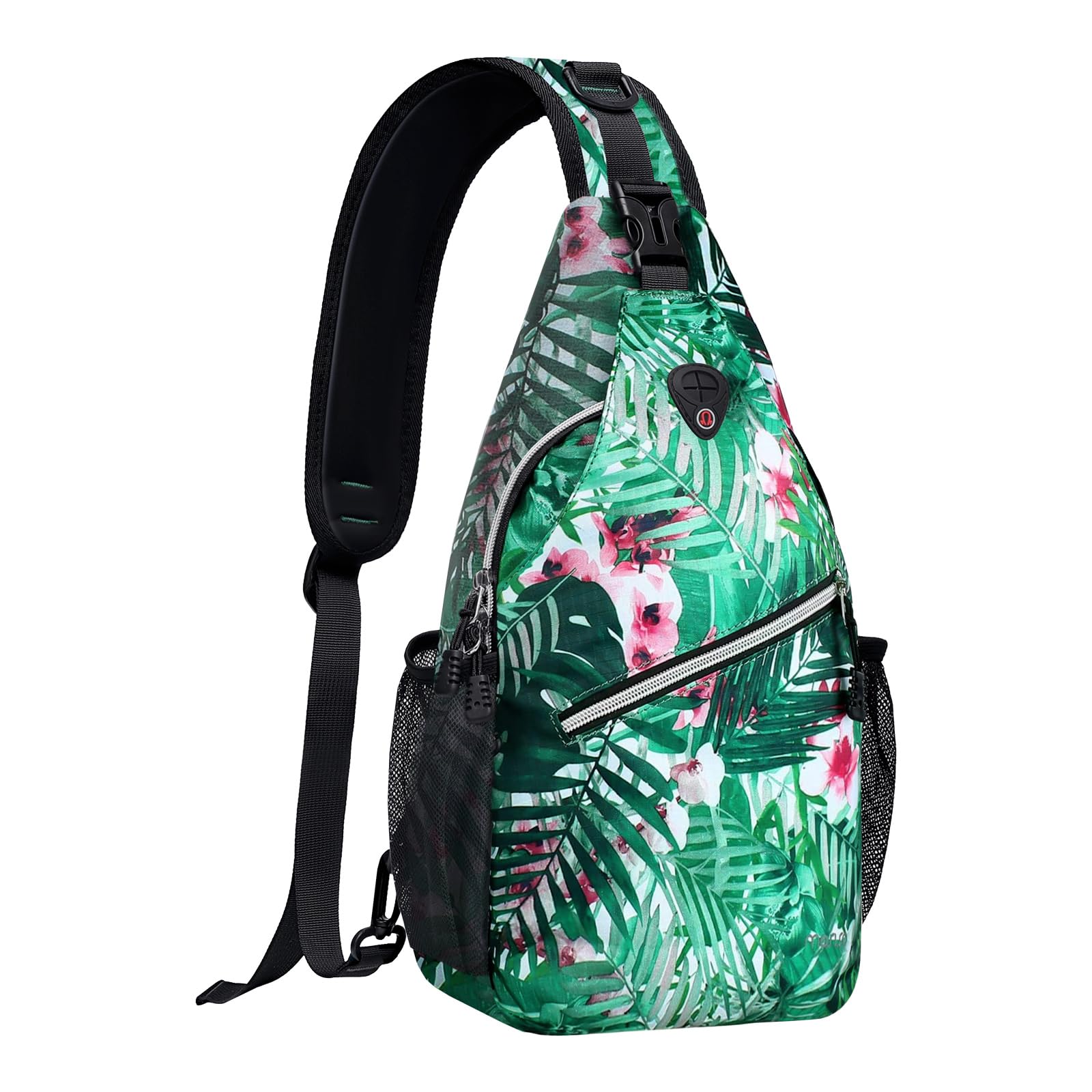 MOSISO Sling Backpack,Travel Hiking Daypack Pattern Rope Crossbody Shoulder Bag, Palm Leaf Flower