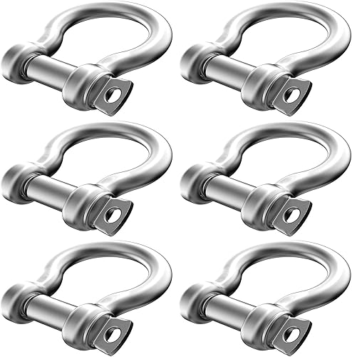 6 grilletes de acero inoxidable 304 de 38 pulgadas con anillo en D de 0.394 pulgadas para alambre de acero de tracción, 0.394 pulgadas