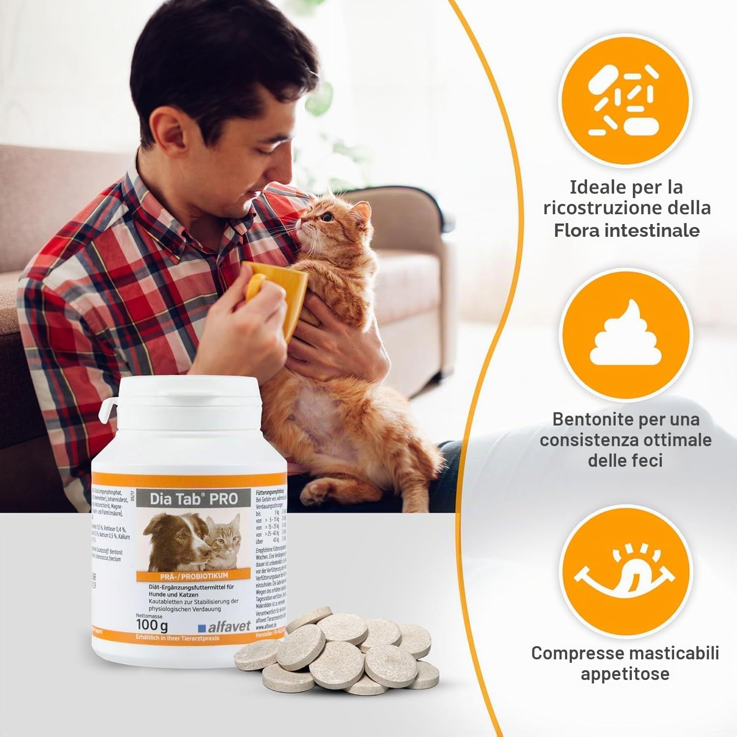 DIA TAB PRO Pastiglie masticabili f.Hunde/Katzen 100 g
