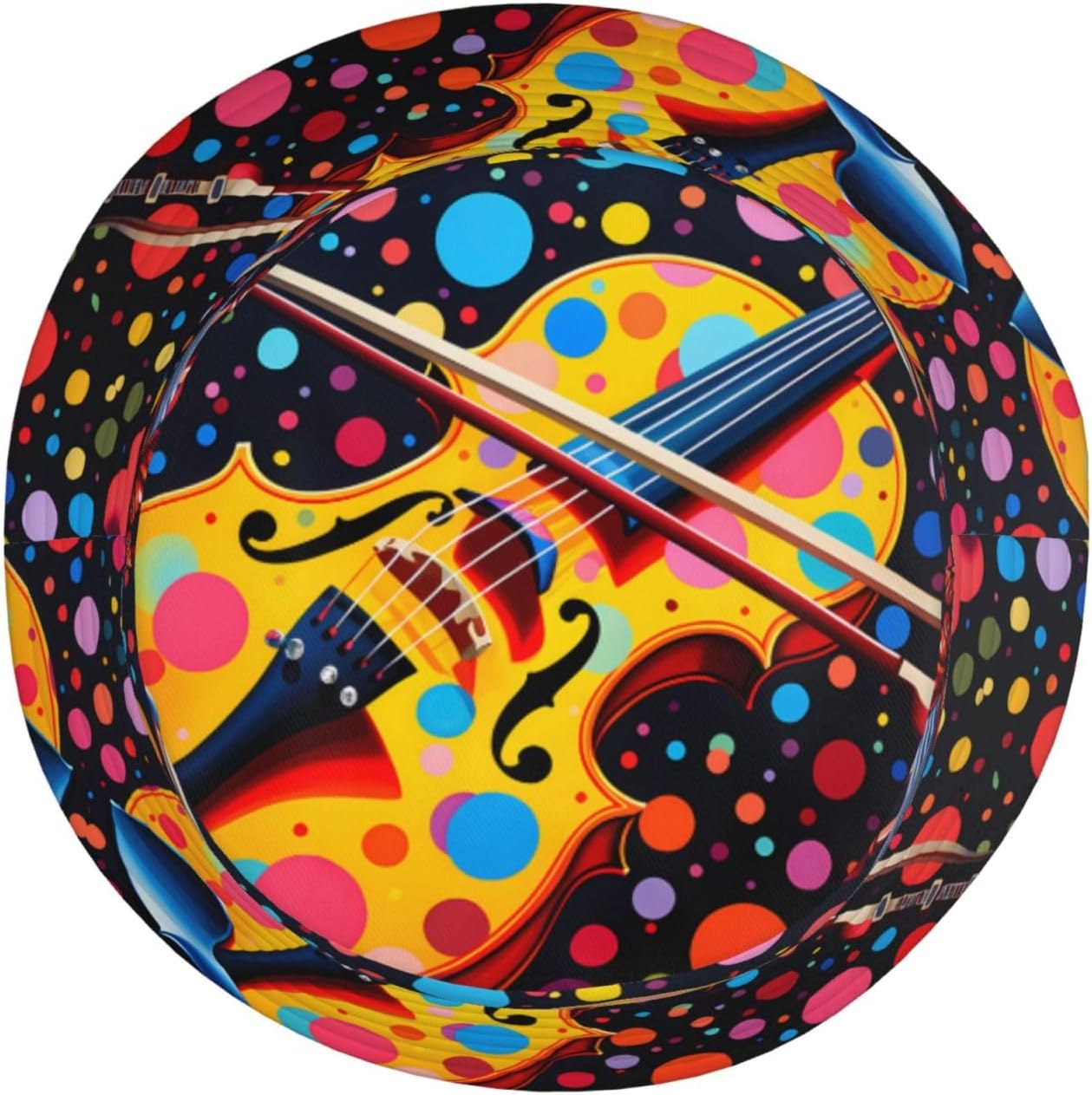 Violin Background Prints Summer Outdoor Travel Bucket hat, a Beach Sun hat Suitable for Both Men and Women Black
