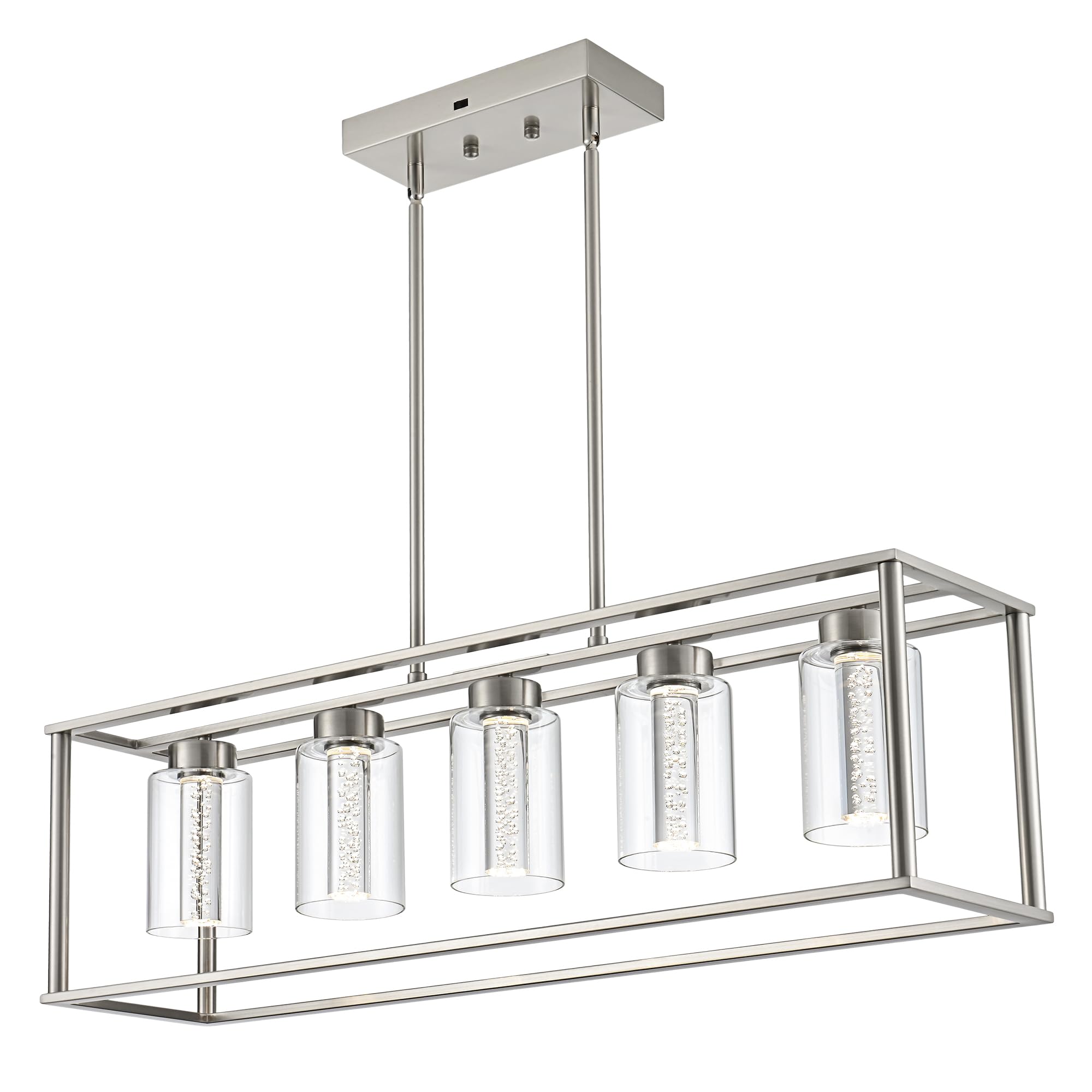 Photo 1 of VINLUZ LED Linear Chandelier, 5 Light, Brushed Nickel