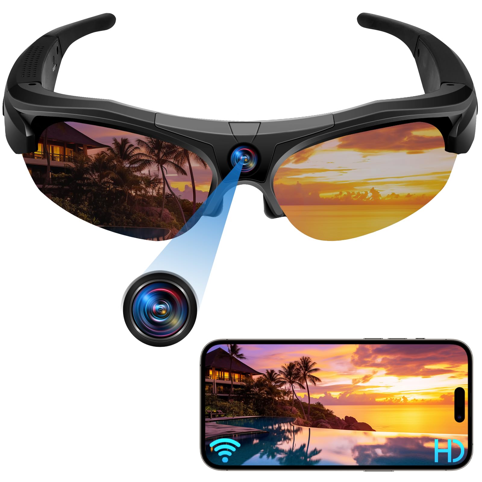 UYIKOO 1080P HD Mini Spy Camera Sunglasses
