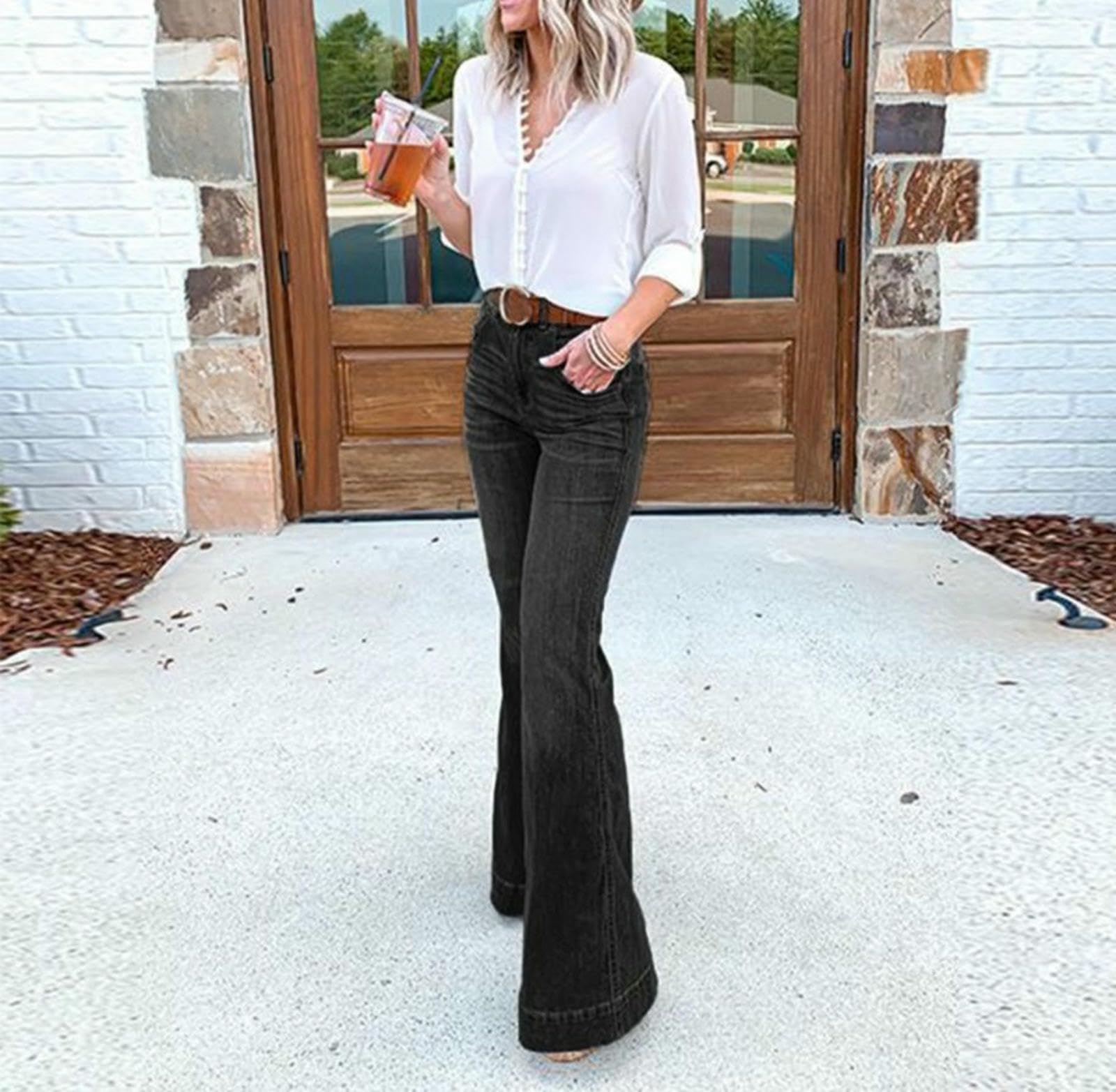 Jeans da Donna Pantaloni alla Moda E Versatile per Le Donne-Blu Intenso-XXL