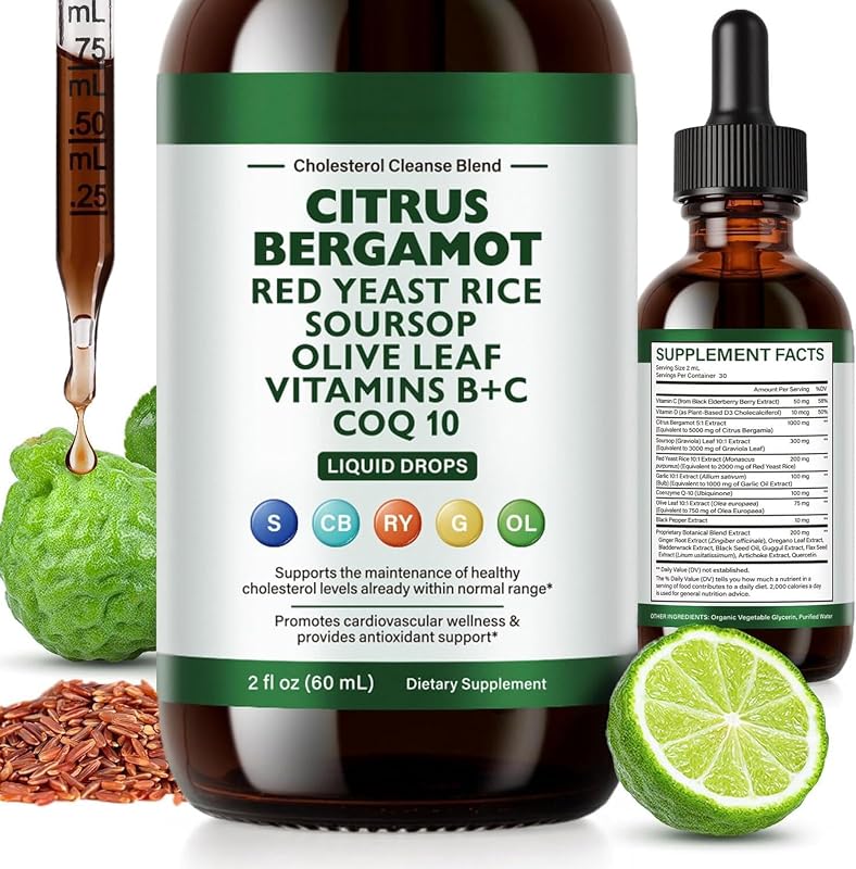 OMZOK Suplemento Fitoterápico de Arroz Vermelho Fermentado com Bergamota Cítrica e Composição Vegetal Líquida, 60 mL