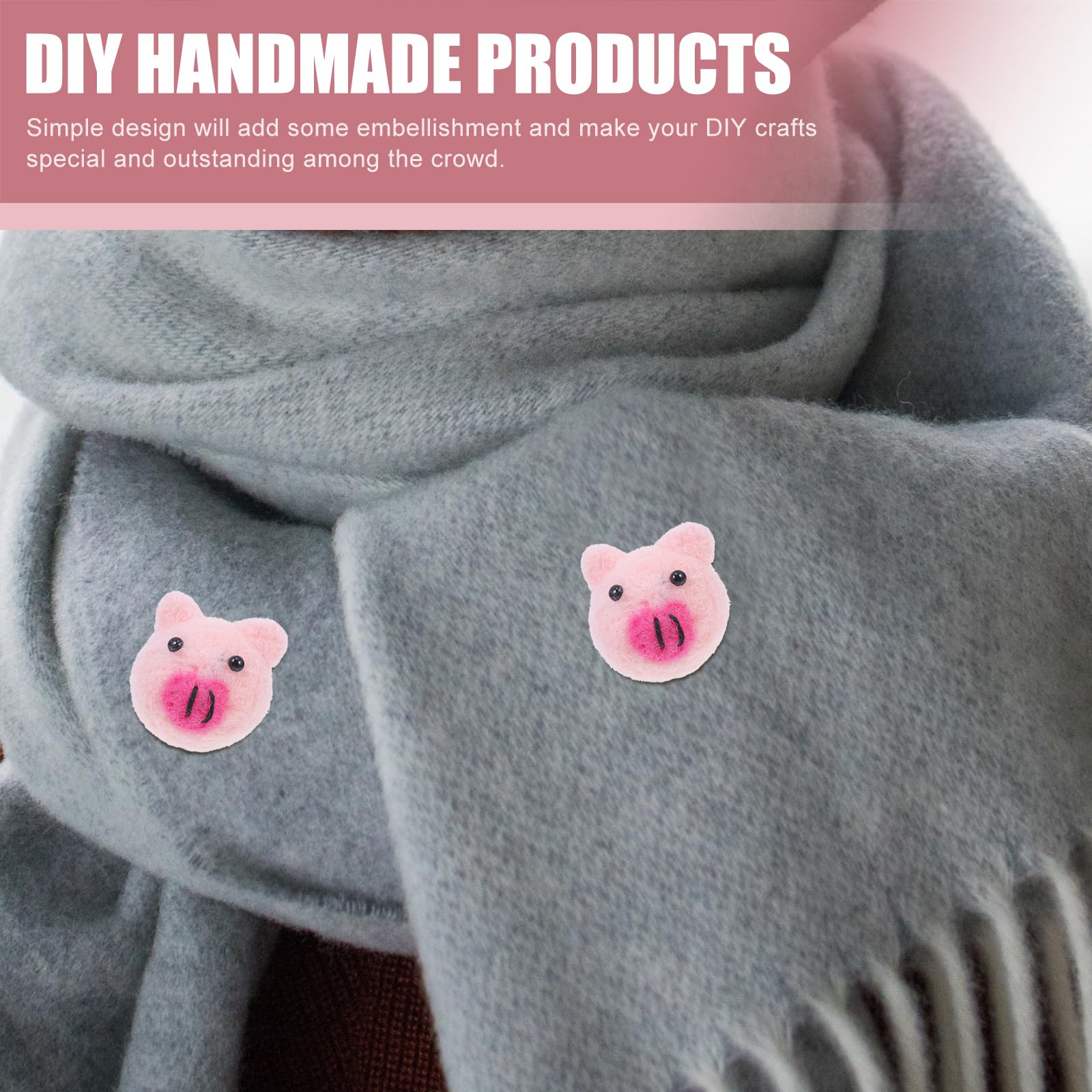 SEWACC 10pcs Wool Felt Pig DIY Accessories Cute Cartoon Ornaments for Hairpins Brooches and Sewing Crafts Safe and Use Materials for Creative Projects - Image 4