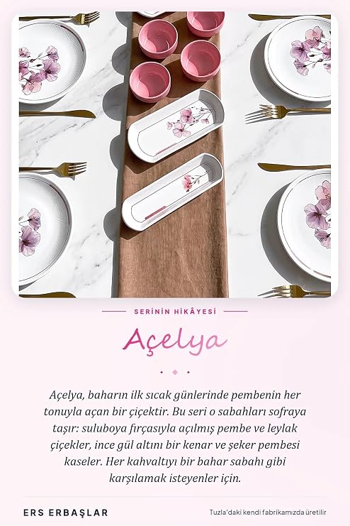 Açelya Rölyefli 14 Parça 6 Kişilik Kahvaltı Takımı