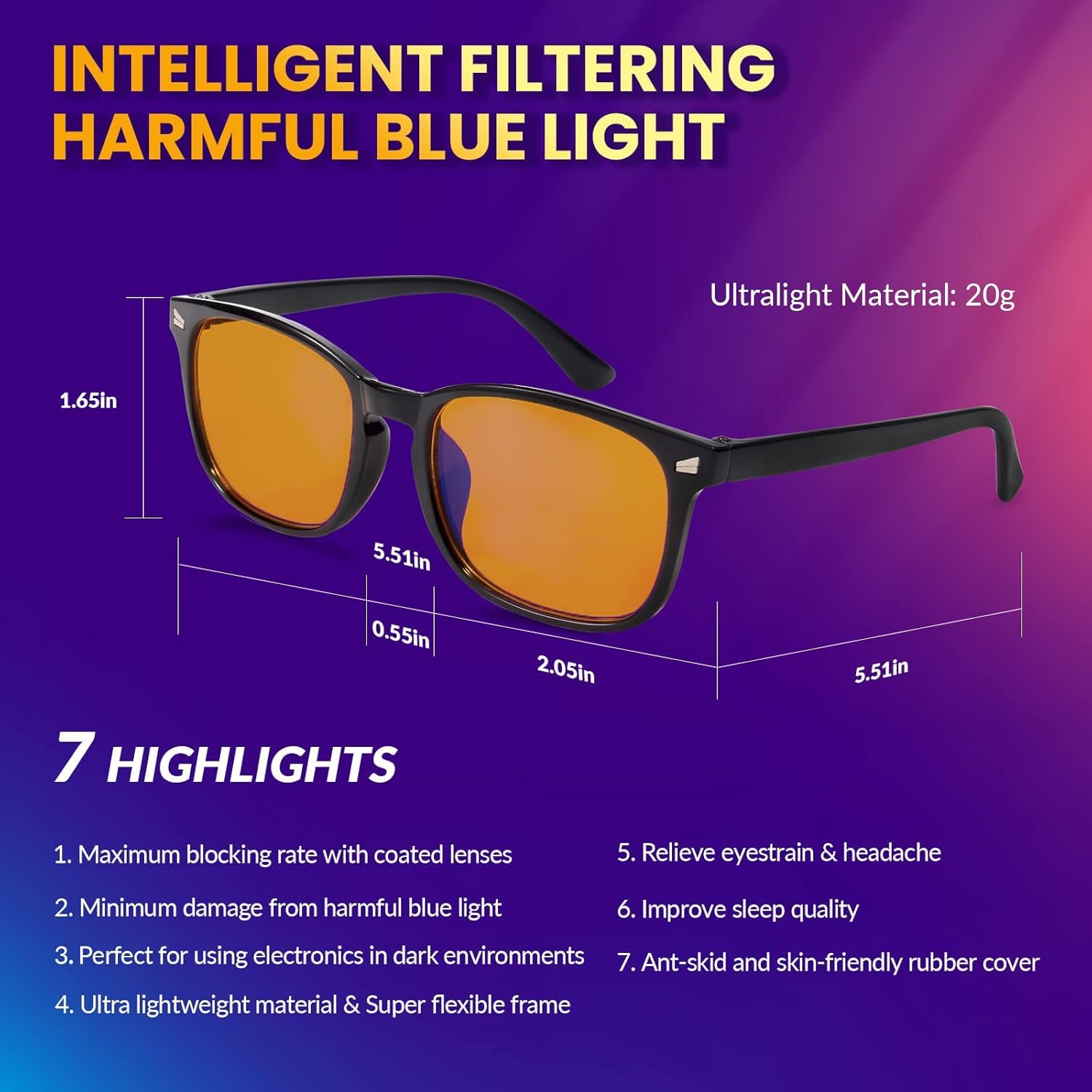 MIGSIR Lot de 6 lunettes de blocage de la lumière bleue pour jeux d'ordinateur, lunettes tendance anti-fatigue oculaire pour homme et femme