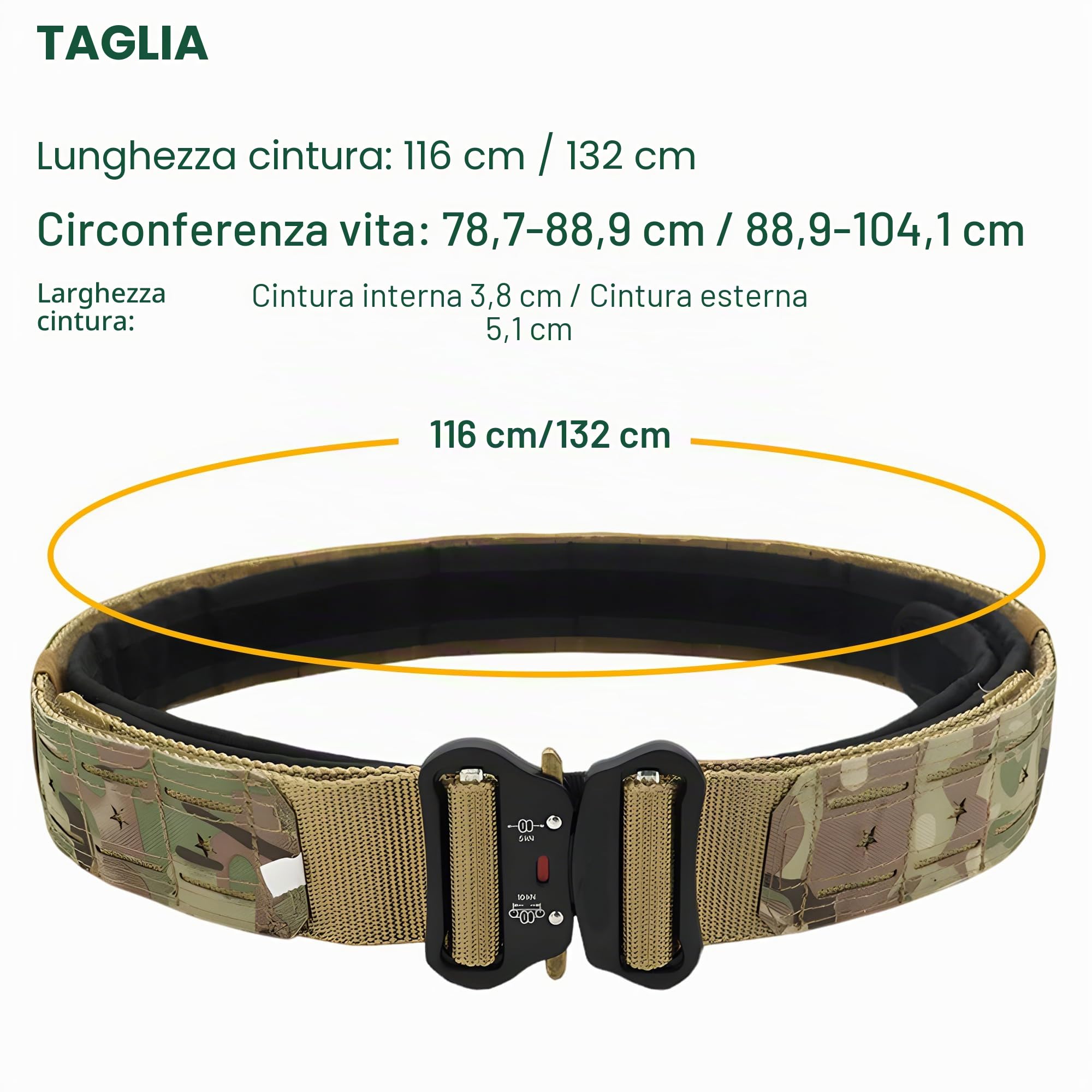 aiGear Cintura Tattica da Combattimento Regolabile per Vita 80-105cm