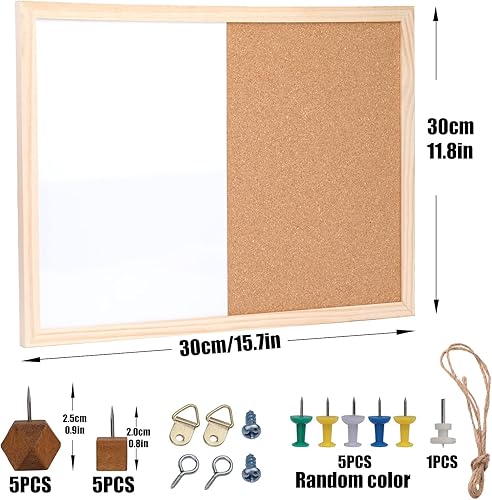 Miniatura 6 de Juego de 70 pizarras blancas pequeñas combinadas, tablero de corcho de 16 x 12 pulgadas, marco de madera magnético de borrado en seco, mini tablero