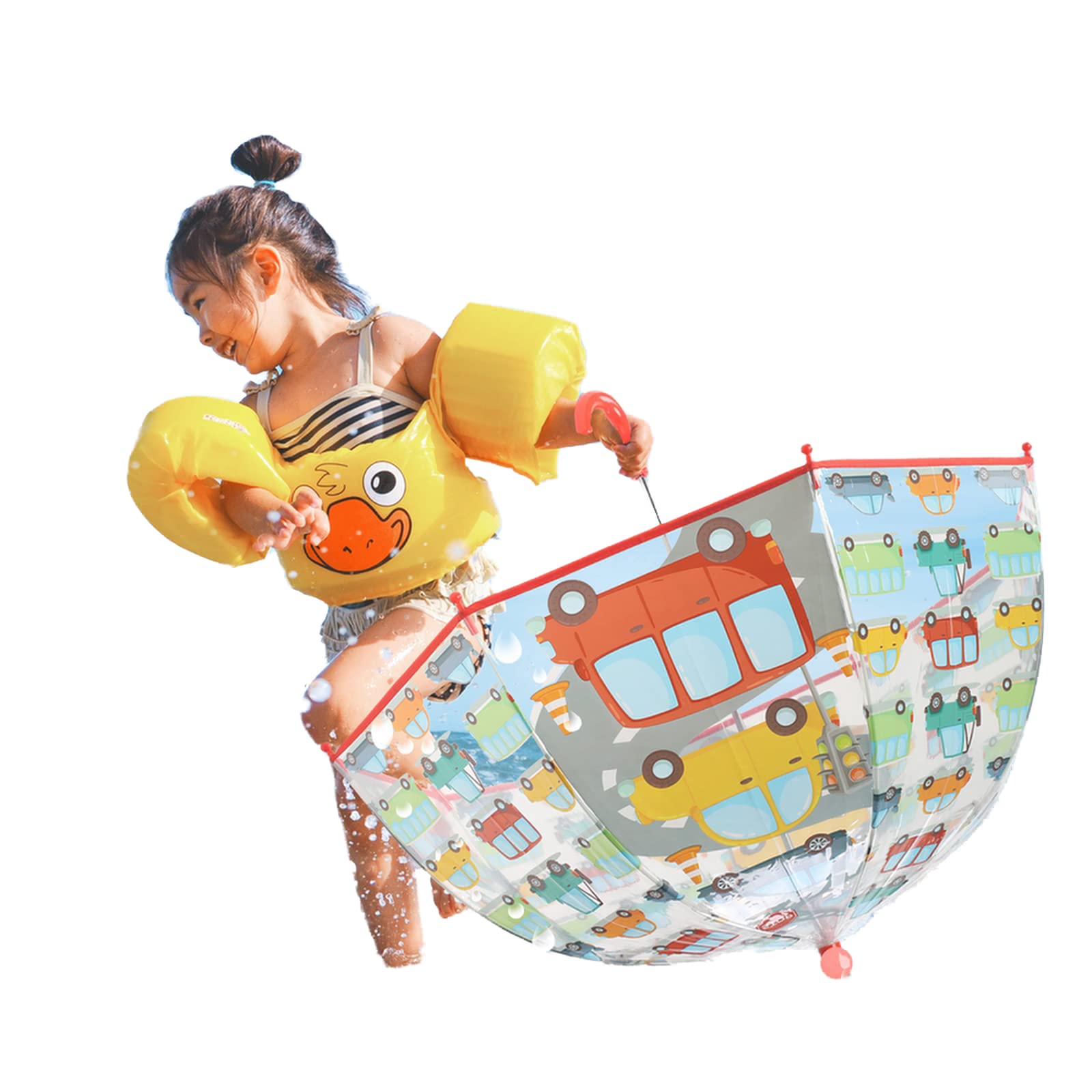 Baraida Kids Clear and Transparent Umbrella with an Easy Grip Handle, Dome Bubble Umbrella, Windproof for Kids Boys and Girls, Car