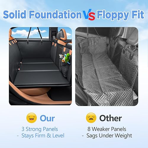Miniatura 5 de Extensor de asiento trasero para perros, funda impermeable para asiento trasero con parte inferior dura, material mejorado 2025, antiarañazos, más