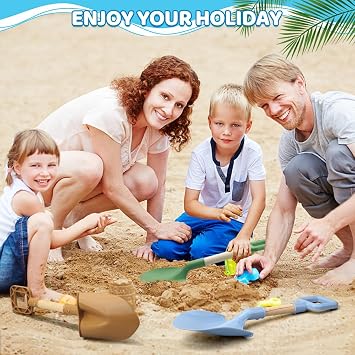 Kids Beach Sand Shovels, 16inch/40cm Sand Shovels for Garden, Large Beach Snow Spade Scoop for Kids Toddlers, Long Handle Plastic Wooden Shovel for Shoveling Digging Snowing (3PCS)