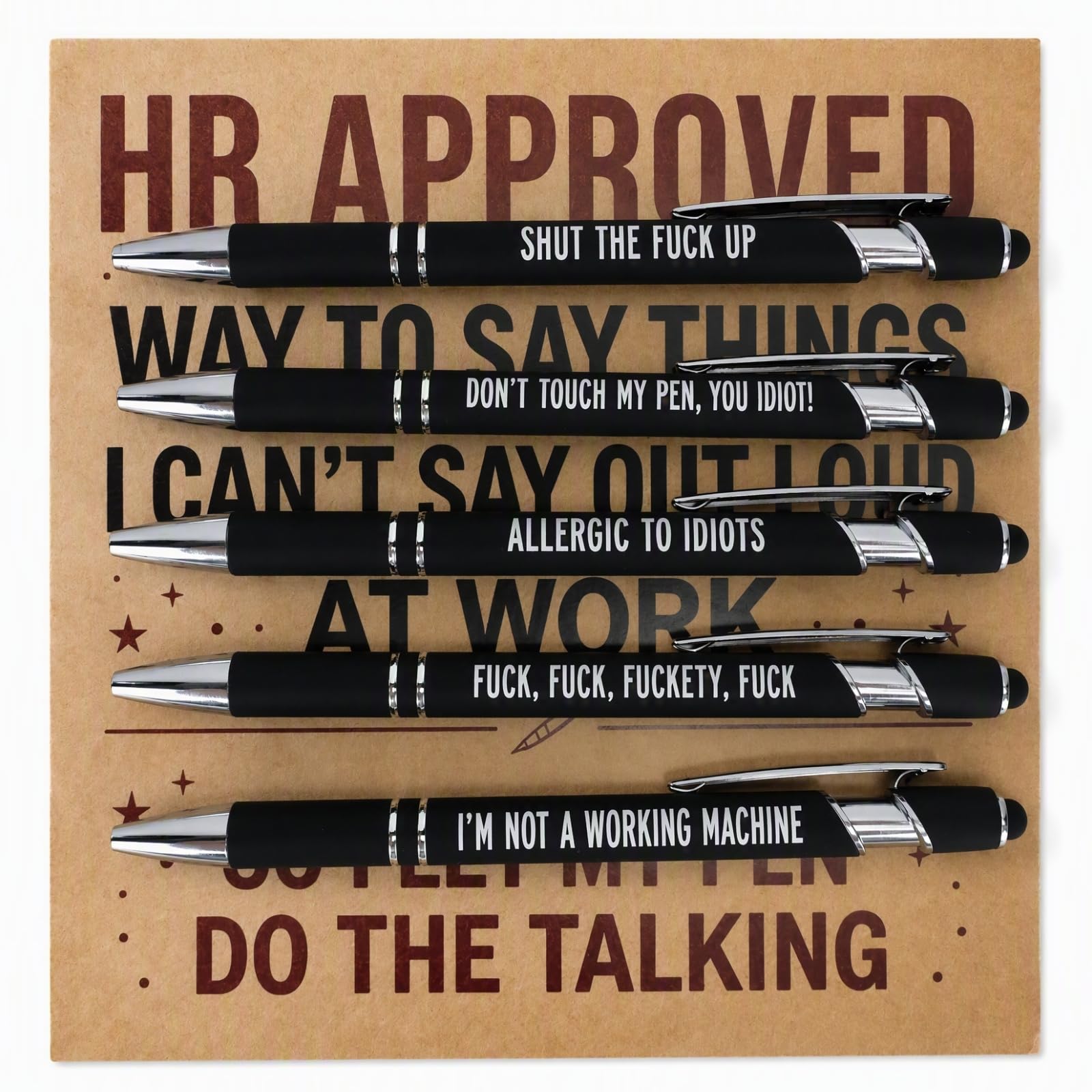 Funny Pens, Secret Santa Gifts Novelty Ballpoint Pen Set, Rude Swear Word Daily Retractable Pen Black Ink, Funny Work Christmas Gift For Women Men Coworker Friends Colleagues Adult Office Supplies