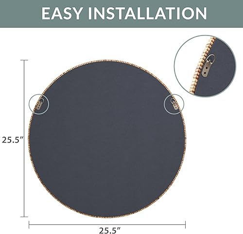 Miniatura 6 de Barnyard Designs Espejo de baño de ratán, marco de mimbre hecho a mano, estilo rústico de granja, espejo bohemio para decoración de pared de