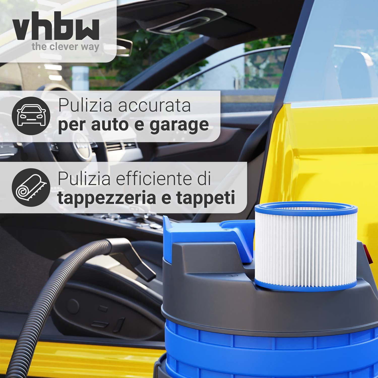 Vhbw Set Da 5x Filtro A Pieghe Piatte Compatibile Con WAP Turbo Ssr Xl Xl 25 Xl E Aspiratore Umido Secco Cartuccia Filtrante 37952297