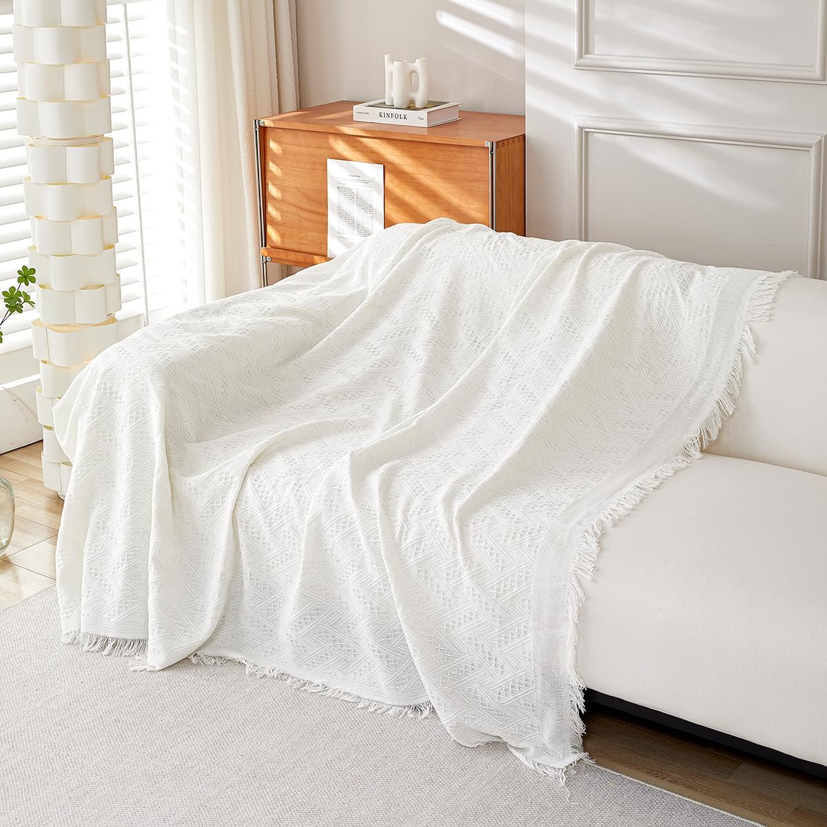 AIVIA Armless Loveseat Cover Sheet Blanket, Anti Slip Throw Cushion Covers for 2 Seater Armless Couches, Love-Seat Furniture Decor Slipcovers Protector for Dogs Cats (71” x 91” White) - Image 7