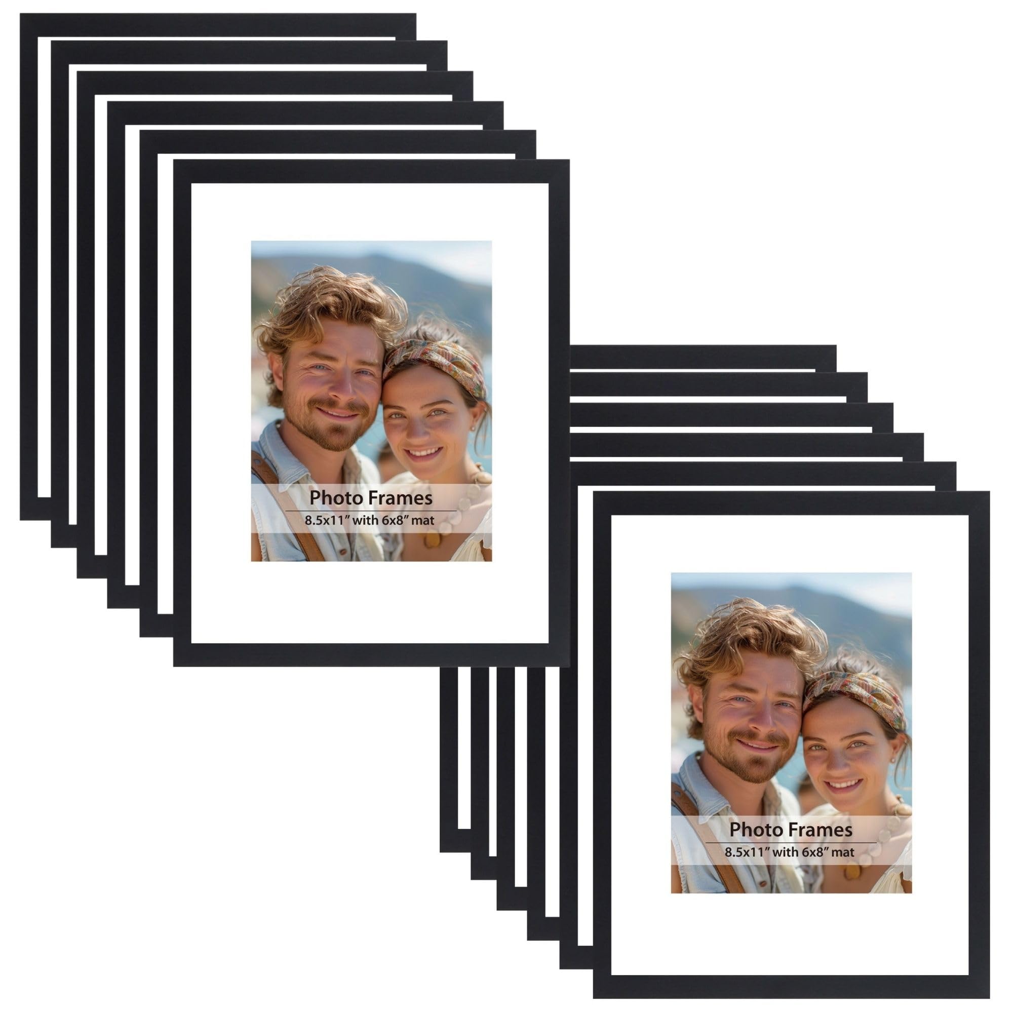 12 Cadres Photo 20x25 Cm - Design Sans Cadre - Doré - Affichage Mur Ou Table
