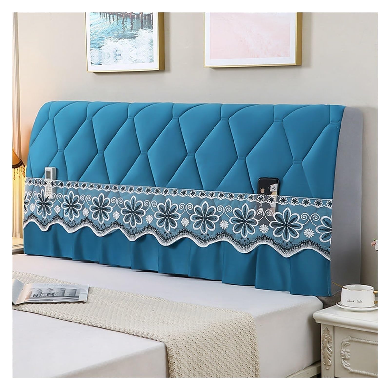 Bed Headboard Cover Bed Back Mattress Decorative Cushion Head Board Cover Bedspread Luxury Headboard In The Bedroom Sleeping Comfort Home (Color : Blue, Size : W180xH65cm)