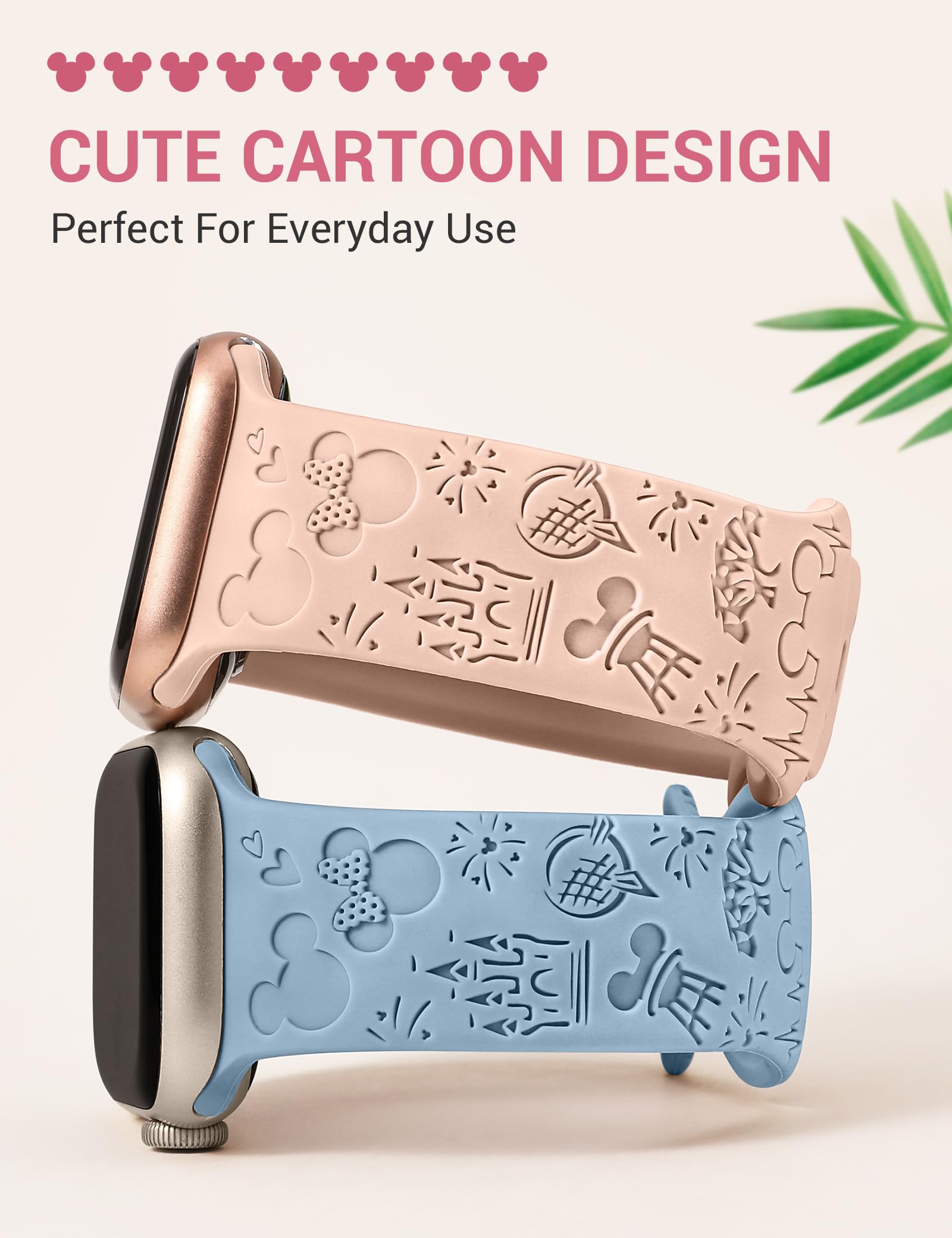 Girovo 6 Packs Cartoon Engraved Bands Compatible with Apple Watch Bands 41/40/38mm 49/45/44/42mm Women, Soft Silicone Cute Anime Designer Strap for iWatch Ultra/Ultra 2 Series 9/8/7/SE/6/5/4/3/2/1