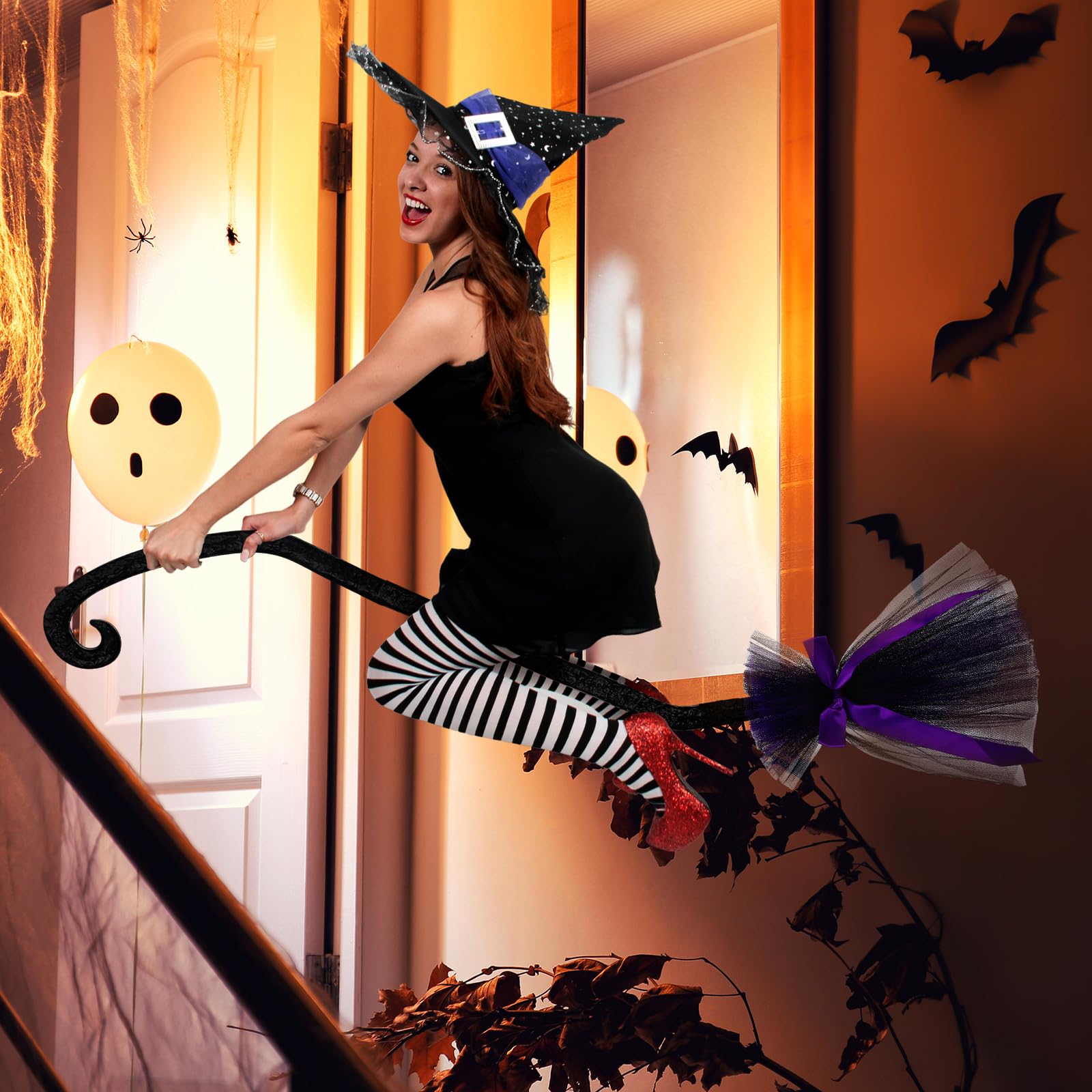 ネオンサイン　ハロウィン　パーティー　装飾　オーダーメイド　魔女帽子　ホウキ ネオンサイン ハロウィン パーティー 装飾 オーダーメイド 魔女