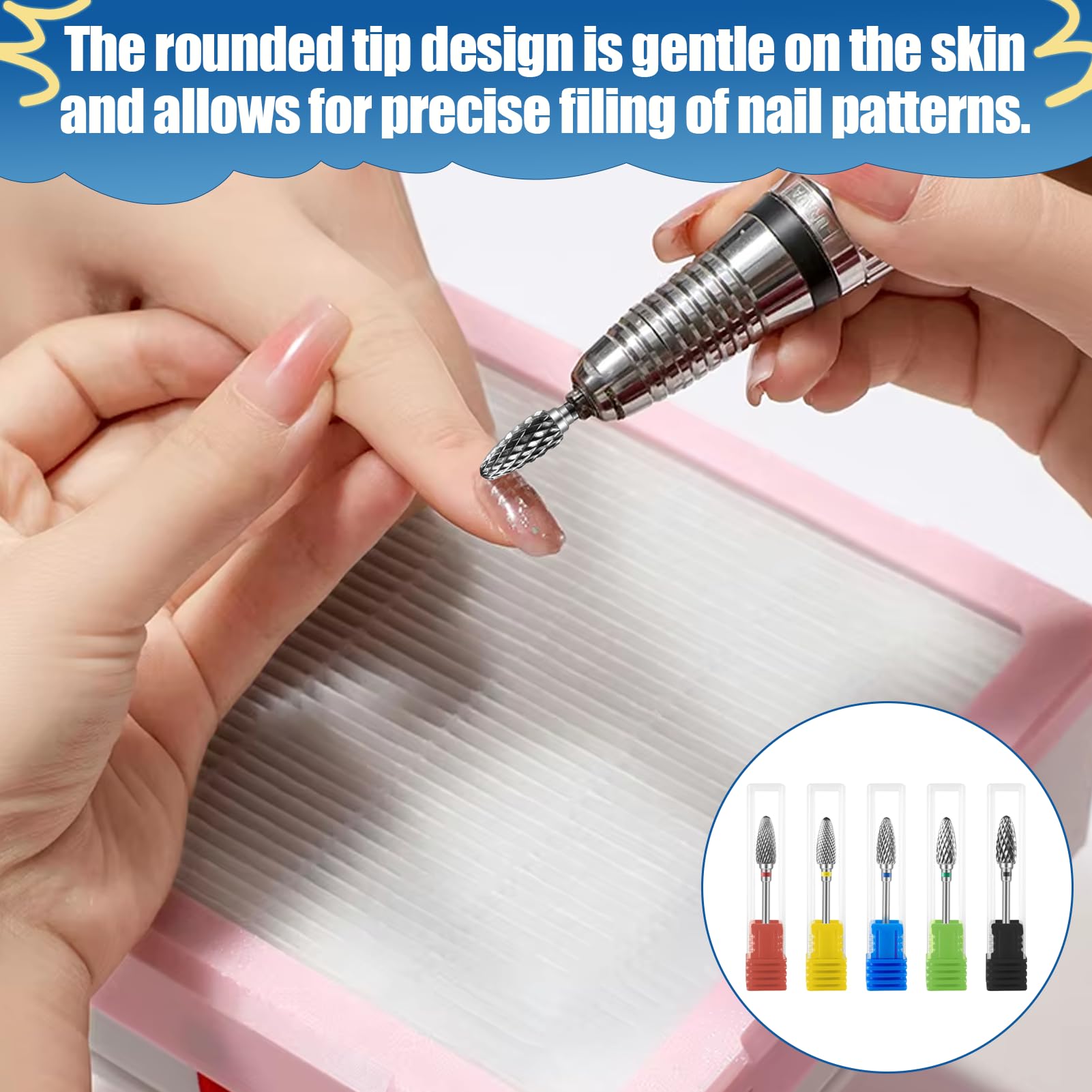 5 punte per fresa per unghie in tungsteno, carburo di tungsteno, punte per fresa, strumenti professionali per manicure e uso domestico, fresa in acciaio al tungsteno