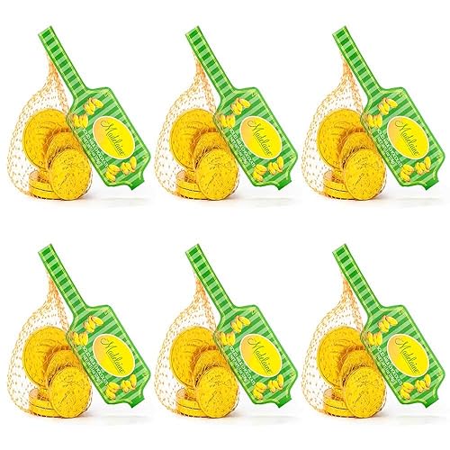 Miniatura 1 de Madelaine - Monedas de oro de chocolate con leche maciza, altamente detalladas, suaves y cremosas (tamaños surtidos, 6 bolsas de malla)