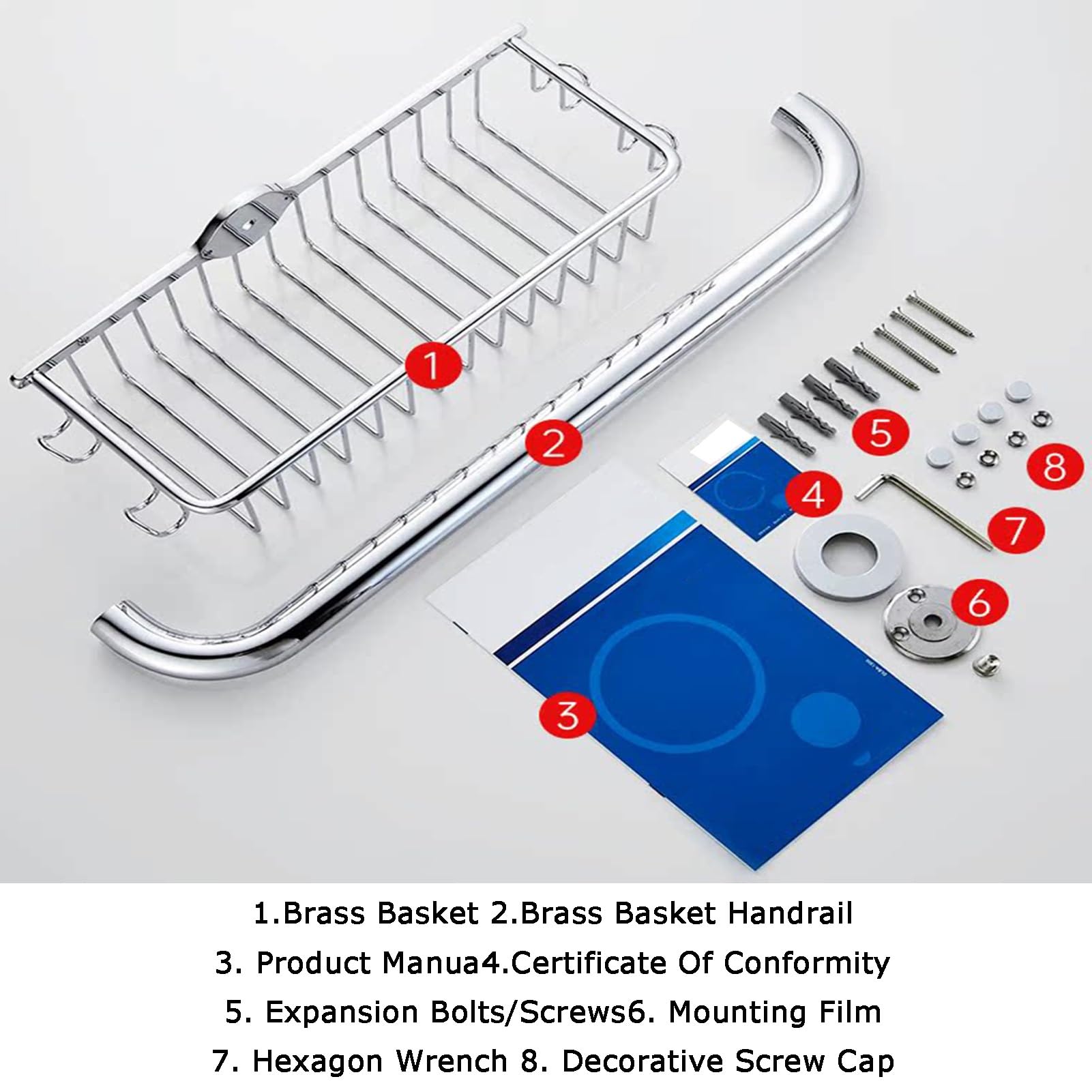 Corrimano For Bagno, Maniglie Di Sicurezza For Doccia Con Cestino Portaoggetti, For Anziani, Capacità Di Carico 150 Kg