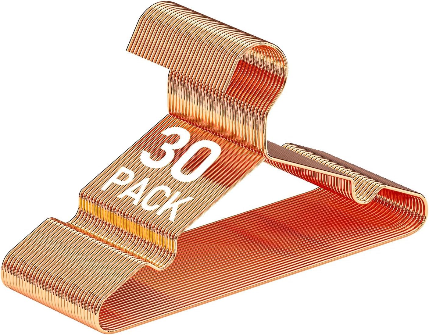 SPECILITE Kinder/Baby Metall Kleiderbügel, Roségold 30 Stück(30 cm breit), Stabile Bügel Metalldraht, für Babykleidung, Kleiderschrank, Garderobe, Platzsparend, mit Einkerbung