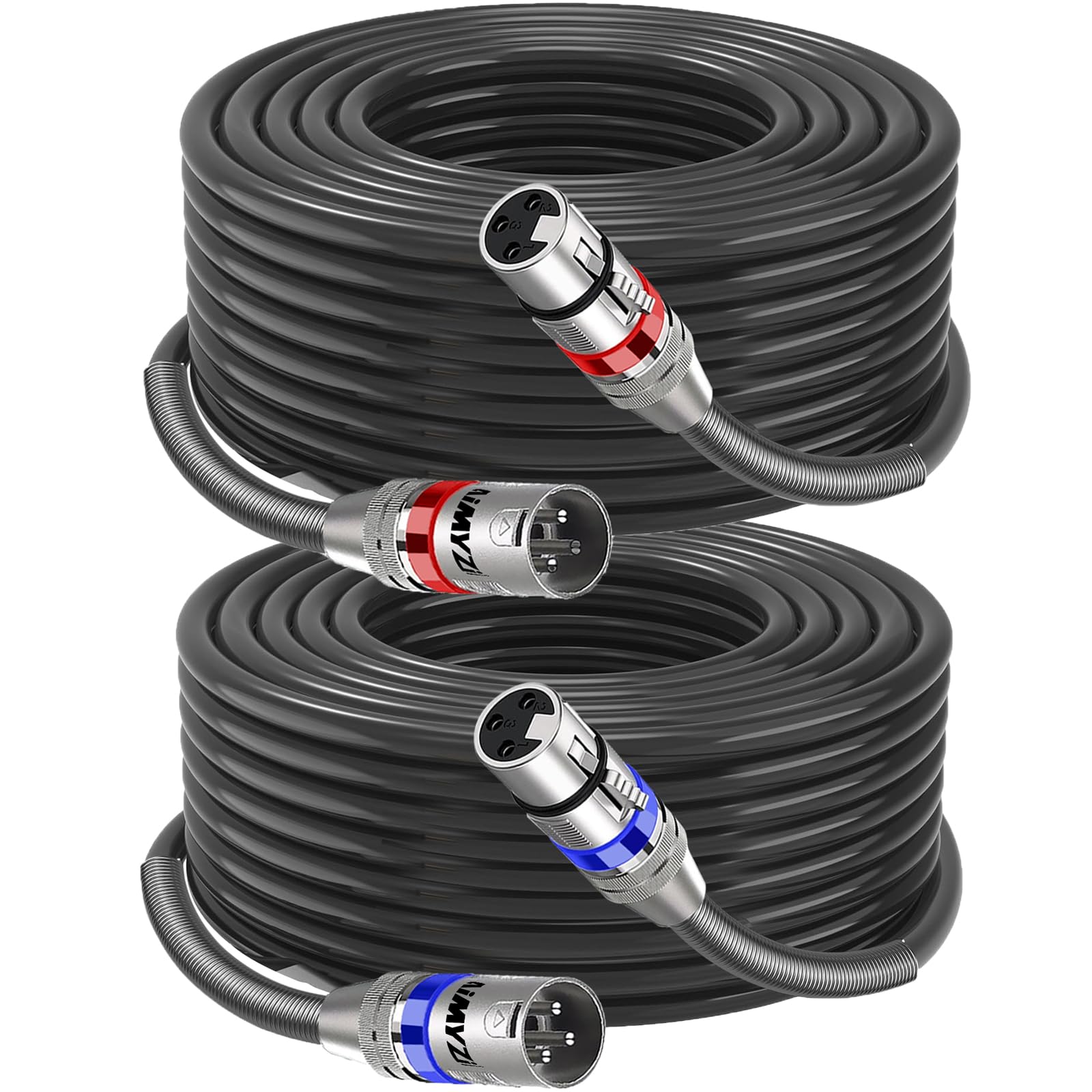 Cavo XLR per microfono, 30 m, confezione da 2 cavi bilanciati di alta qualità, conduttori in rame puro, resistenti da maschio a femmina a 3 pin XLR con connettori in lega di zinco con molla in