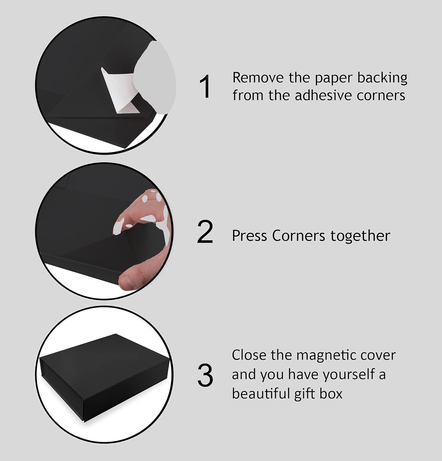 Purple Q Crafts 10 Pack Black Hard Gift Box with Magnetic Closure Lid 7" x 5" x 1.6" Rectangle Boxes For Gifts With Glossy Finish (Black, 10 Boxes)