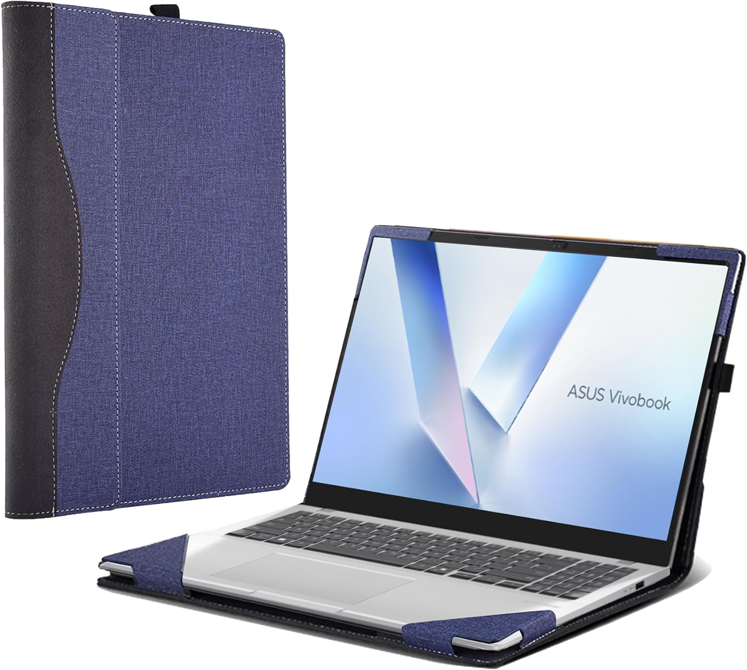 Laptop Case for ASUS Vivobook 16 (M1607 / M1607 KA / X1607 / X1607CA/ X1607QA)[Note Other Models] All Inclusive Drop Case 16" PU Leather Protective Laptop Bag Detachable Shell (Blue)