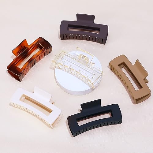 Miniatura 51 de Pinzas grandes para el cabello de 4 pulgadas, 6 clips cuadrados grandes para cabello grueso, accesorios rectangulares antideslizantes
