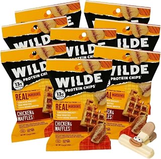 Wilde Protein Chips – 8 Pack Protein Snacks for Adults – Healthy Chips and Protein Snack Alternative to Popcorners, Masa Chips, Kale Chips, Whisps – Keto Chips Style Snack with Plastic a Random Item