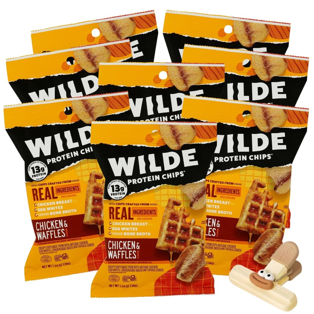 Wilde Protein Chips – 8 Pack Protein Snacks for Adults – Healthy Chips and Protein Snack Alternative to Popcorners, Masa Chips, Kale Chips, Whisps – Keto Chips Style Snack with Plastic a Random Item