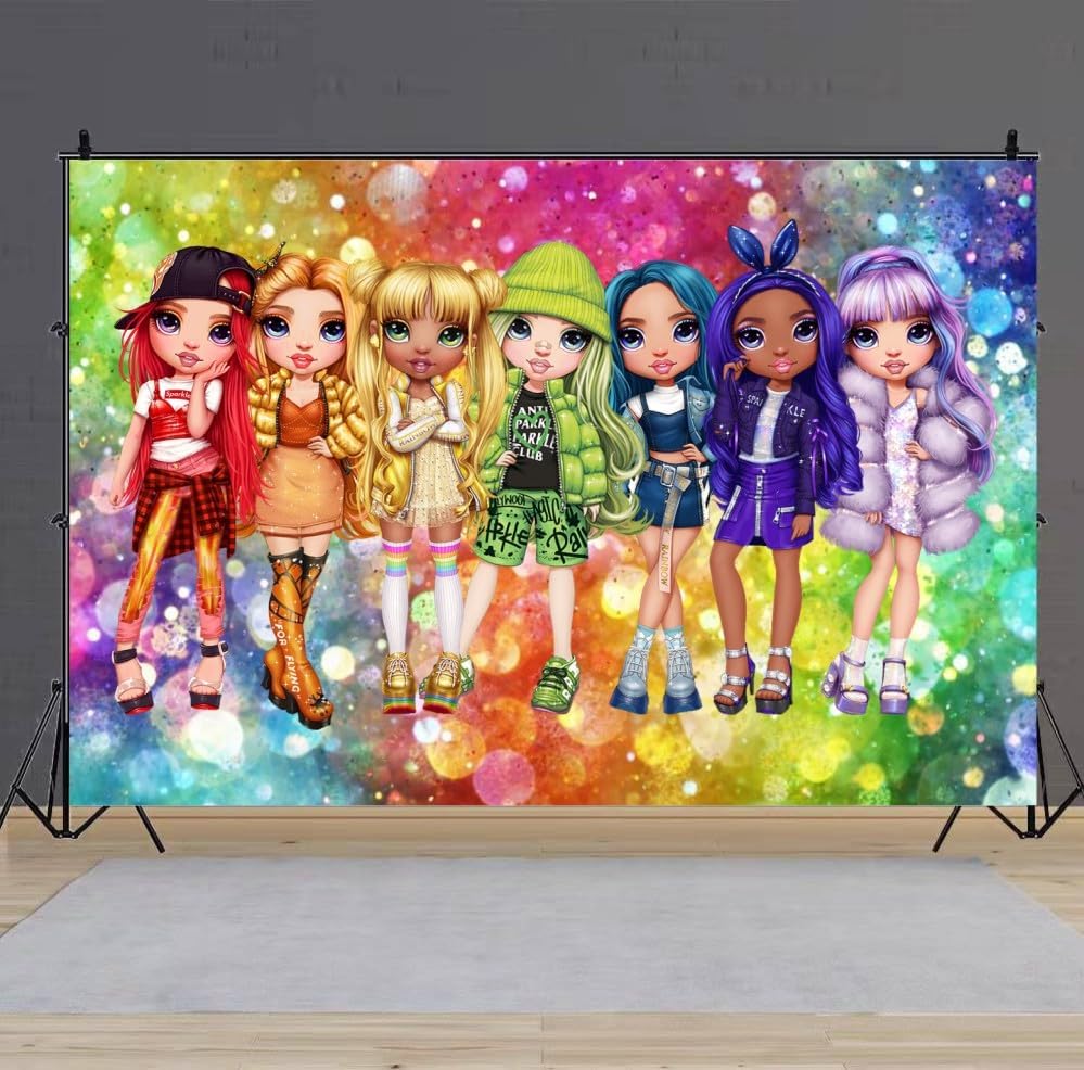 Miniatura 5 de Decoraciones de cumpleaños con fondo de arcoíris, telón de fondo de feliz cumpleaños arcoíris para suministros de fiesta de cumpleaños (5 x 3 pies)