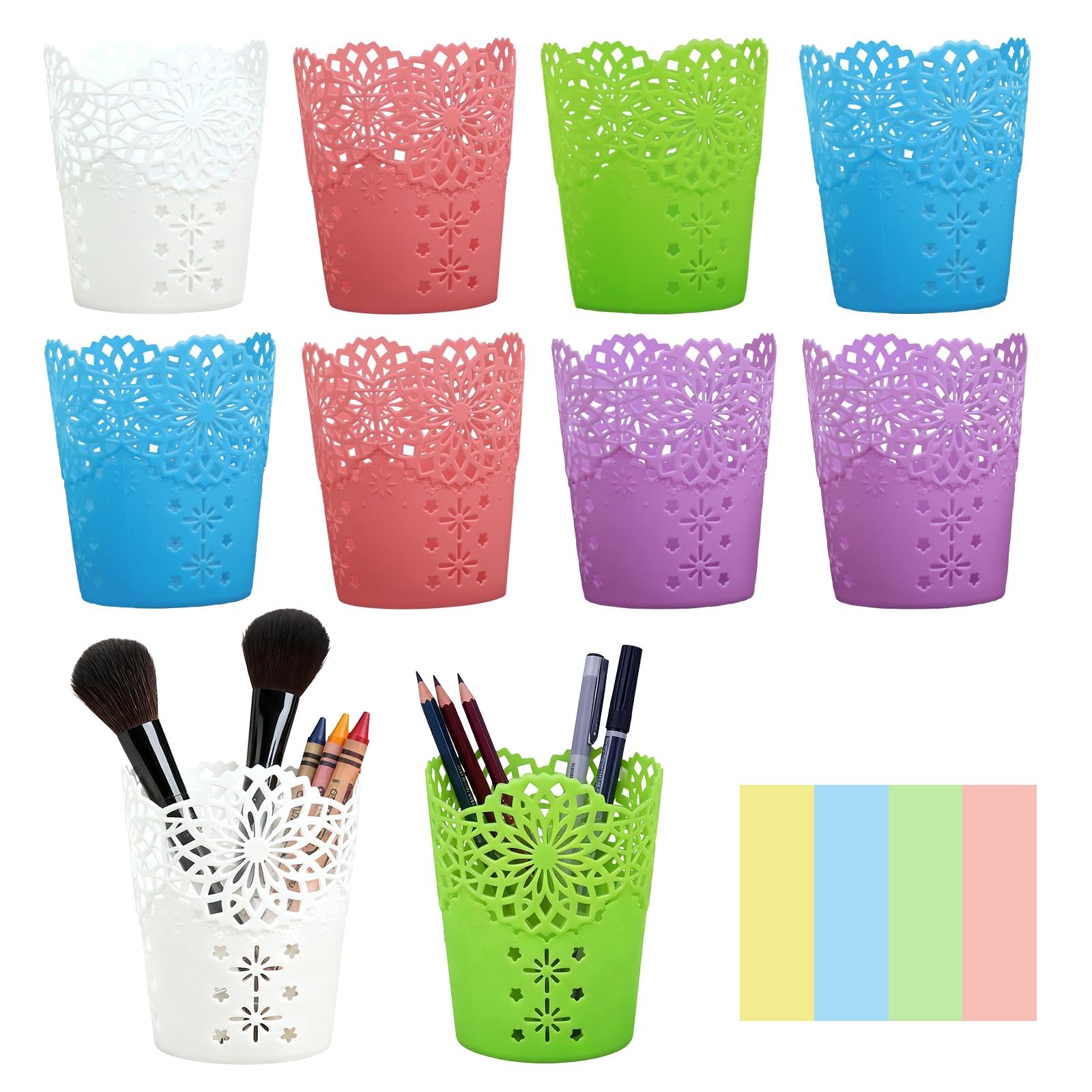 Lifreer 10 Pen & Pencil Pots, Hollow Pattern Pen & Pencil Holder for Desk