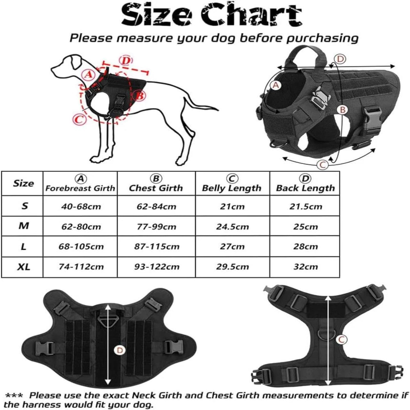 Pettorina tattica per cani e guinzaglio in nylon con petto posteriore Design protettivo professionale Robusto controllo potente Manico ispessito Ammortizzato Shock- Materiali ad alta resistenza Fibbie