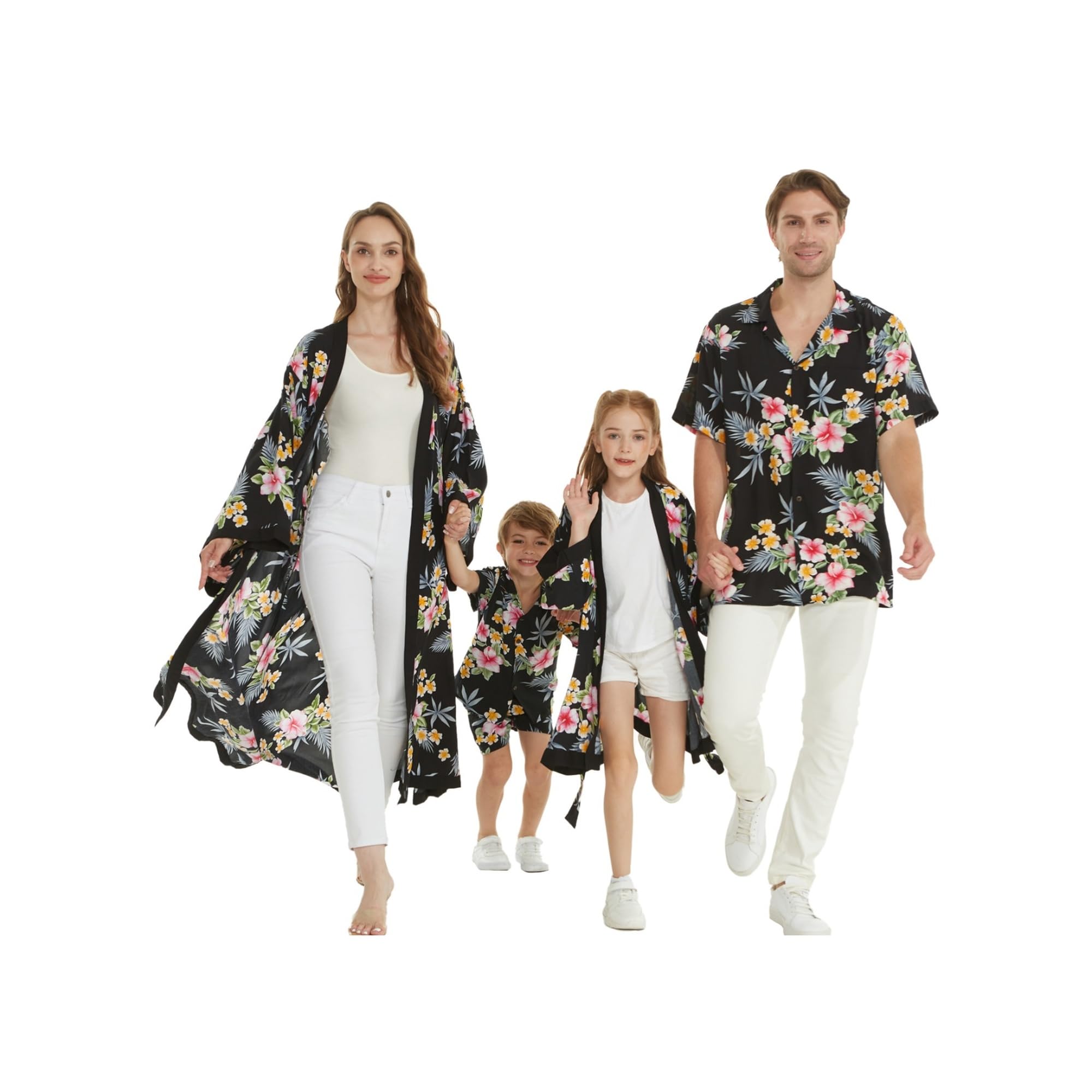 Family Matching Hawaiian Clothes, Hibiscus Black