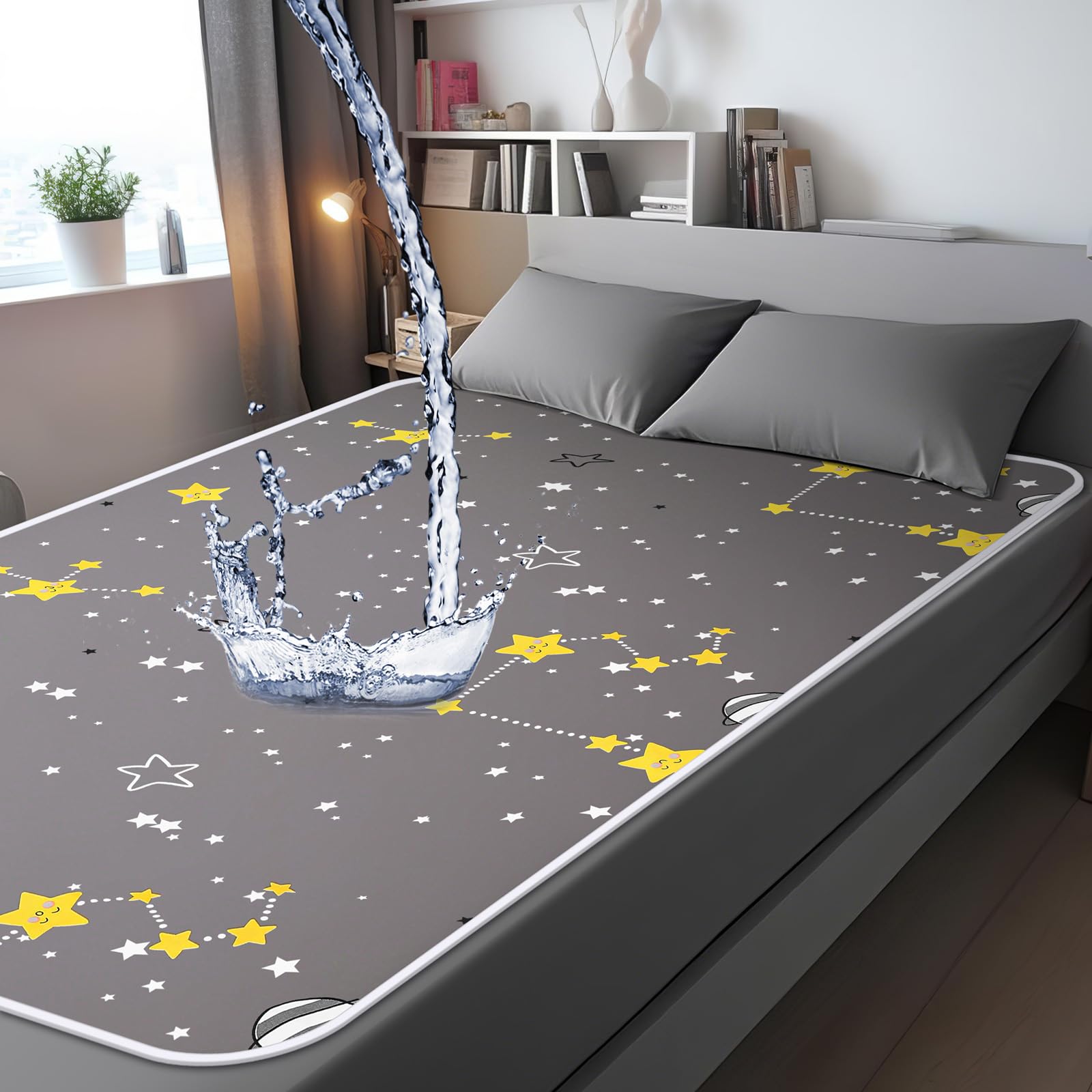 Tisancy 1 almohadilla de cama impermeable para incontinencia, lavable, de 60 x 78 pulgadas, grande, reutilizable, de doble cara, protector de colchón impermeable para niños, adultos, ancianos y