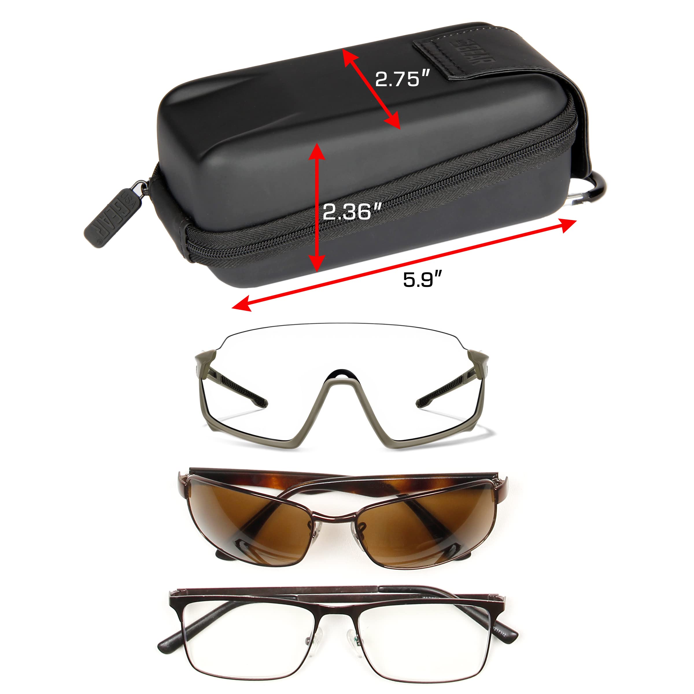 USA Gear Estuche Rígido para Gafas - Compatible con Gafas De Sol, Seguridad, Lectura Y Más - Estuche Rígido Resistente De Carga Superior con Presilla para Cinturón