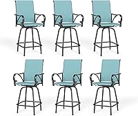 Vista 19 de PHI VILLA Juego de 2 taburetes de bar giratorios para exteriores, sillas de patio altas de 30 pulgadas de altura con tela de textileno para todo