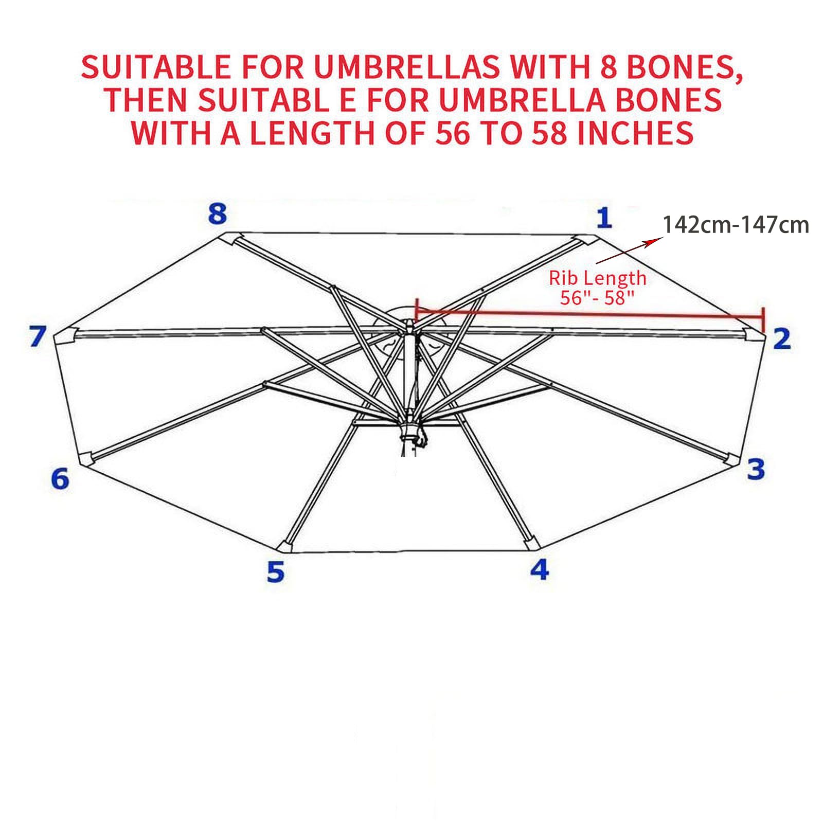 Toile De Rechange Rond - Remplacement Toile De Parasol 3 * 3m 8 Baleine Pour Un Parasol Déporté (Color: Blanche)