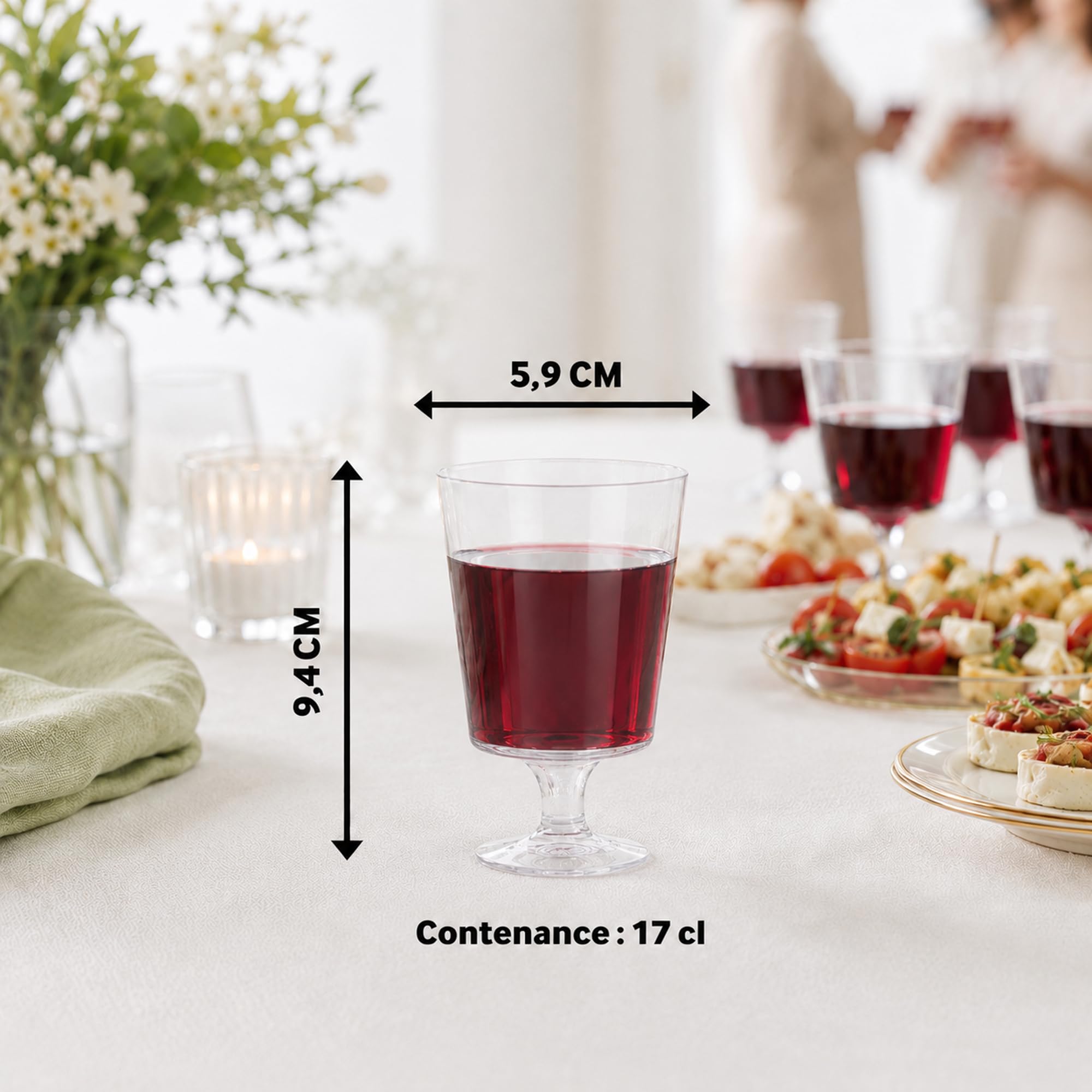 Table'Colors Pack 100 Verres Réutilisables et Recyclables - 50 Verres à Vin 17 cl + 50 Verres Tubes 20 cl - Qualité Supérieure, Lavables, Idéal Réceptions, Anniversaires, Mariages