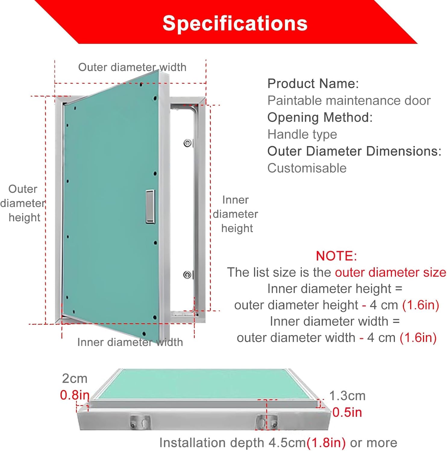 石膏ボード用アクセスパネル 隠し壁検査ドア、電気および屋外パイプ開口部用の屋根裏アクセスドア、高さ12 14 16 18 20 22