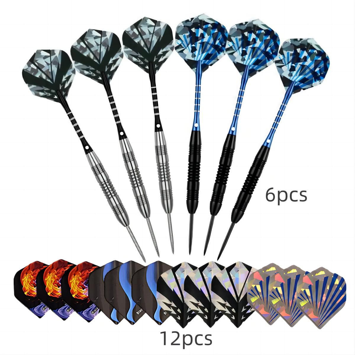 HRLORK 6 Packs Darts Set Professional Darts Set Steel Tip Darts Aluminum Shafts Darts Stems and Flights with 6 Black Spare Plastic Shafts and Darts Case-23g Darts - Image 3
