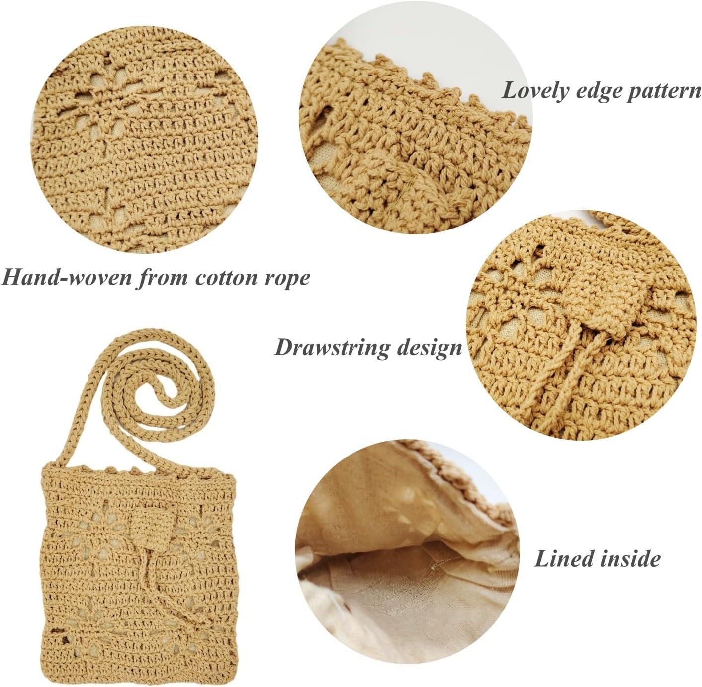 Handmade Crochet Phone Bag Knitted Bag for Women - Image 5
