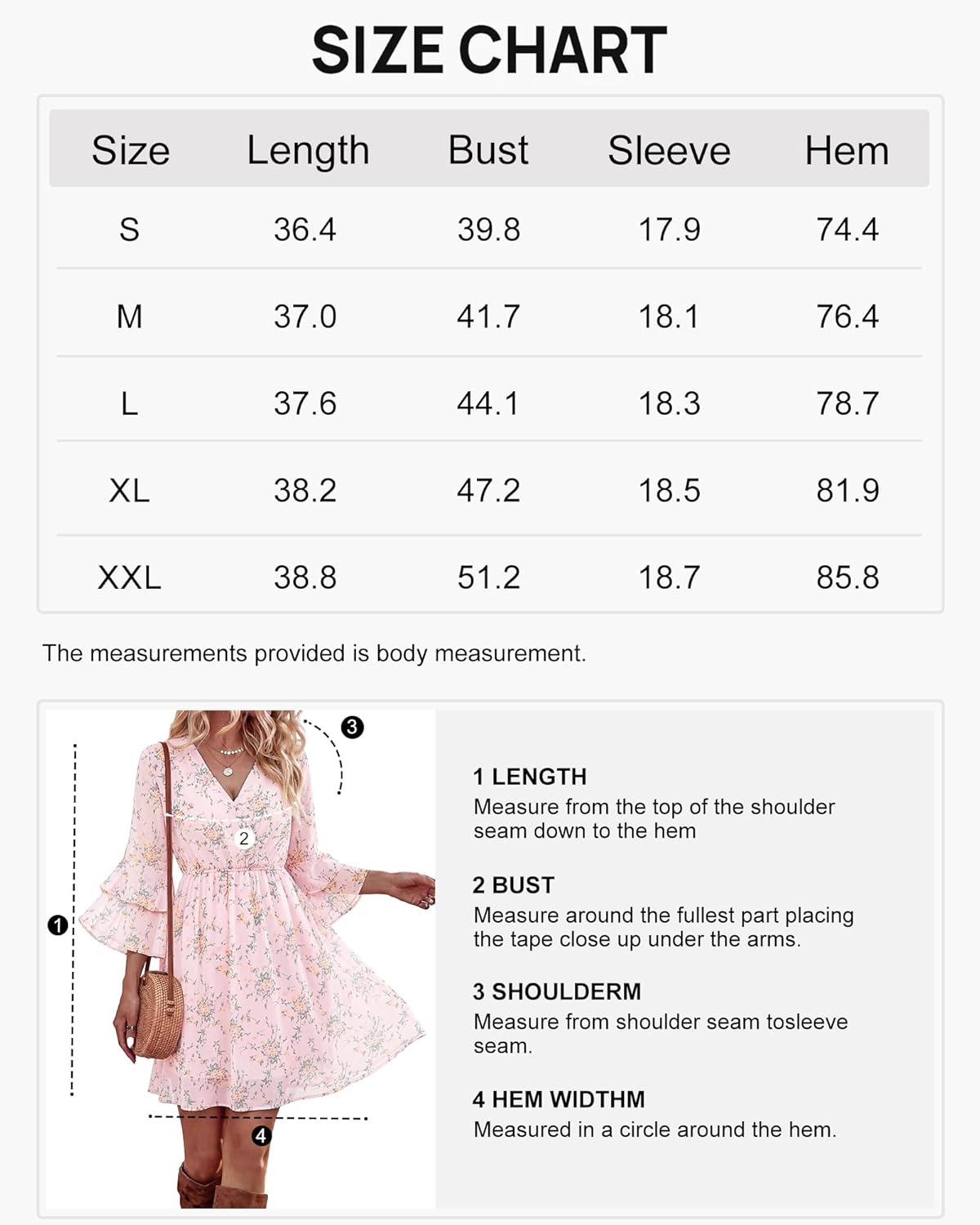 Bebonnie Womens 3/4 Ruffle Sleeve Spring Summer Casual V Neck Flowy Chiffon Layers Dresses - Image 6